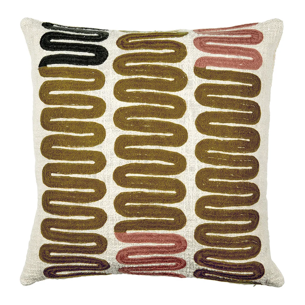 Housse de coussin en polycoton brodé Multicolore