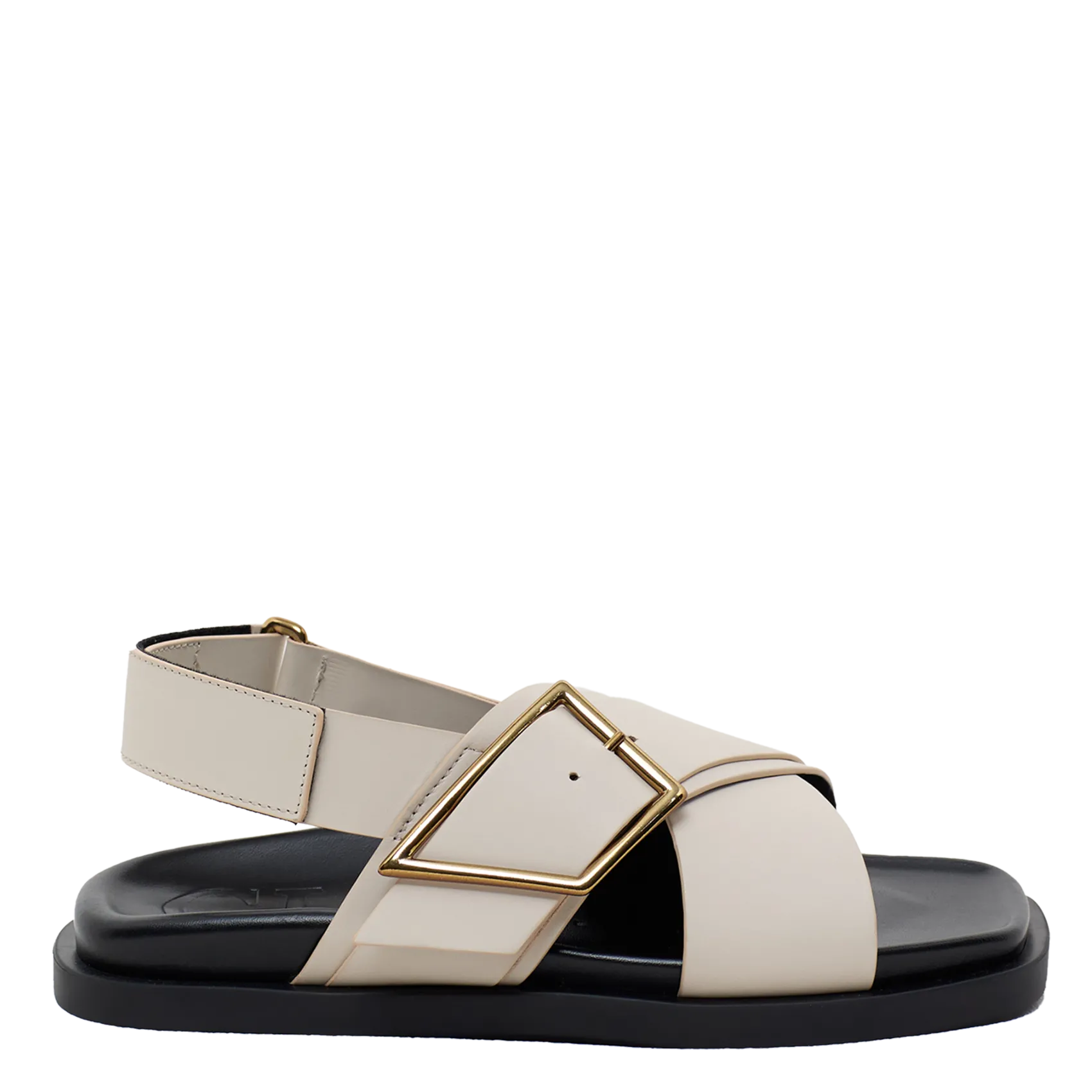 Sandales plates en cuir Gris