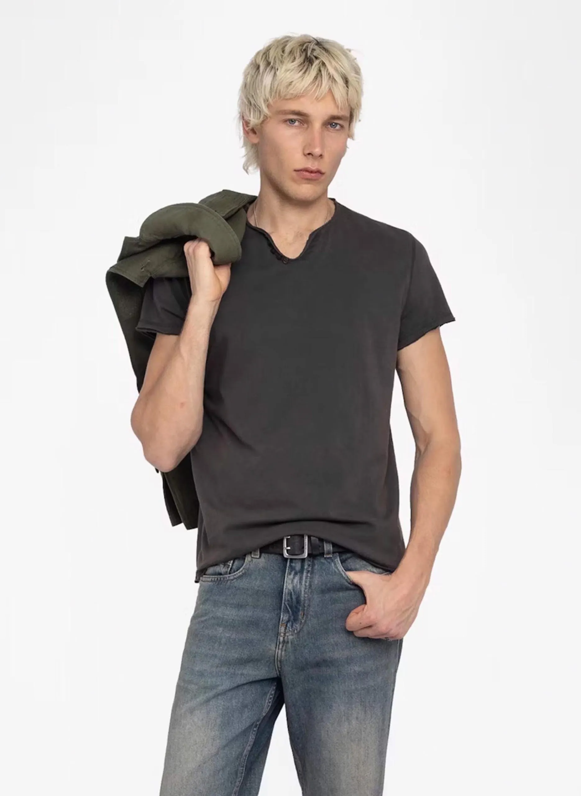 Tee-shirt droit en coton sérigraphié Gris MONASTIR