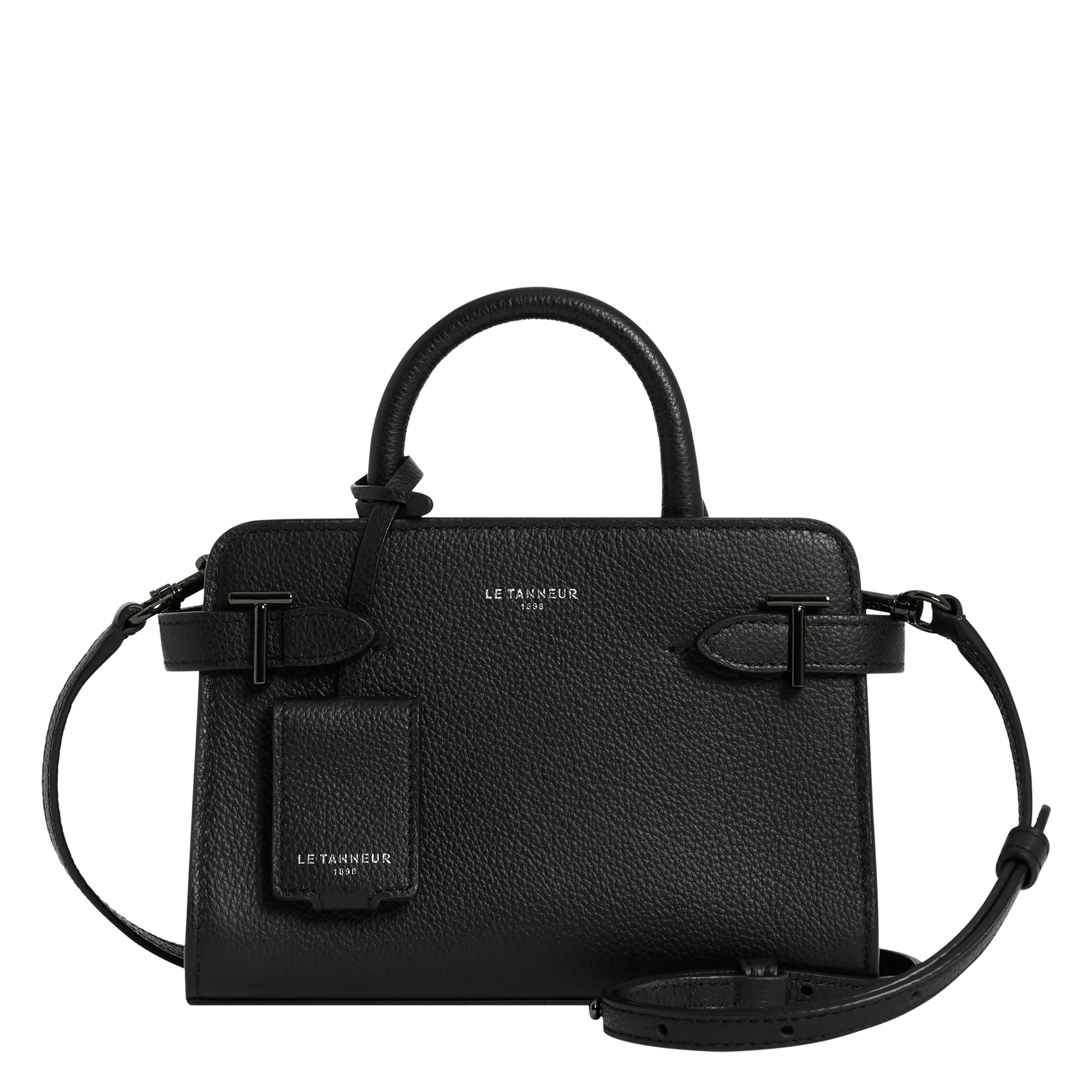 Sac bandoulière en cuir grainé Noir EMILIE
