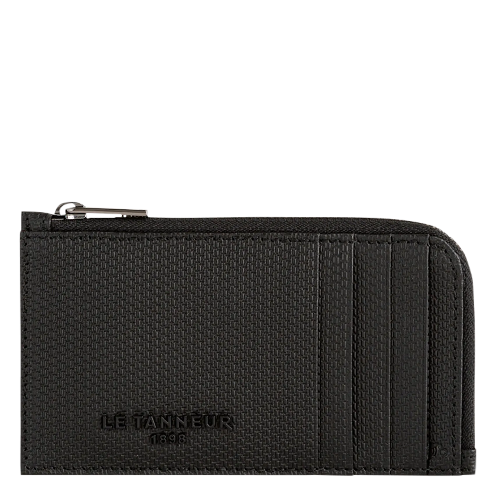 Porte carte zippé en cuir monogramme Noir EMILE
