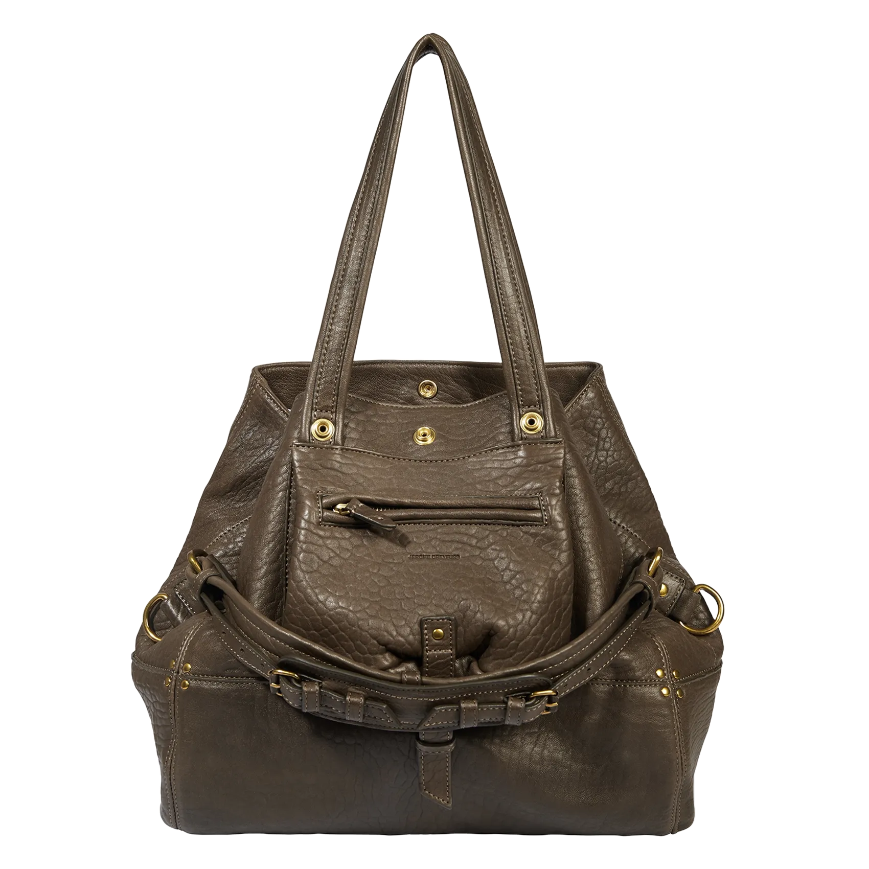 Sac cabas porté épaule en cuir Vert BILLY M