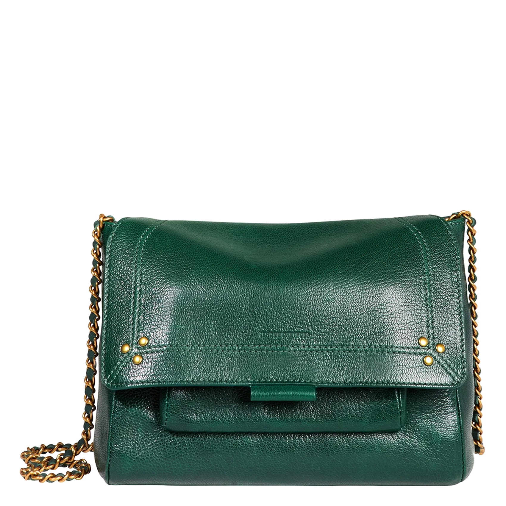 Sac besace en cuir Vert LULU M
