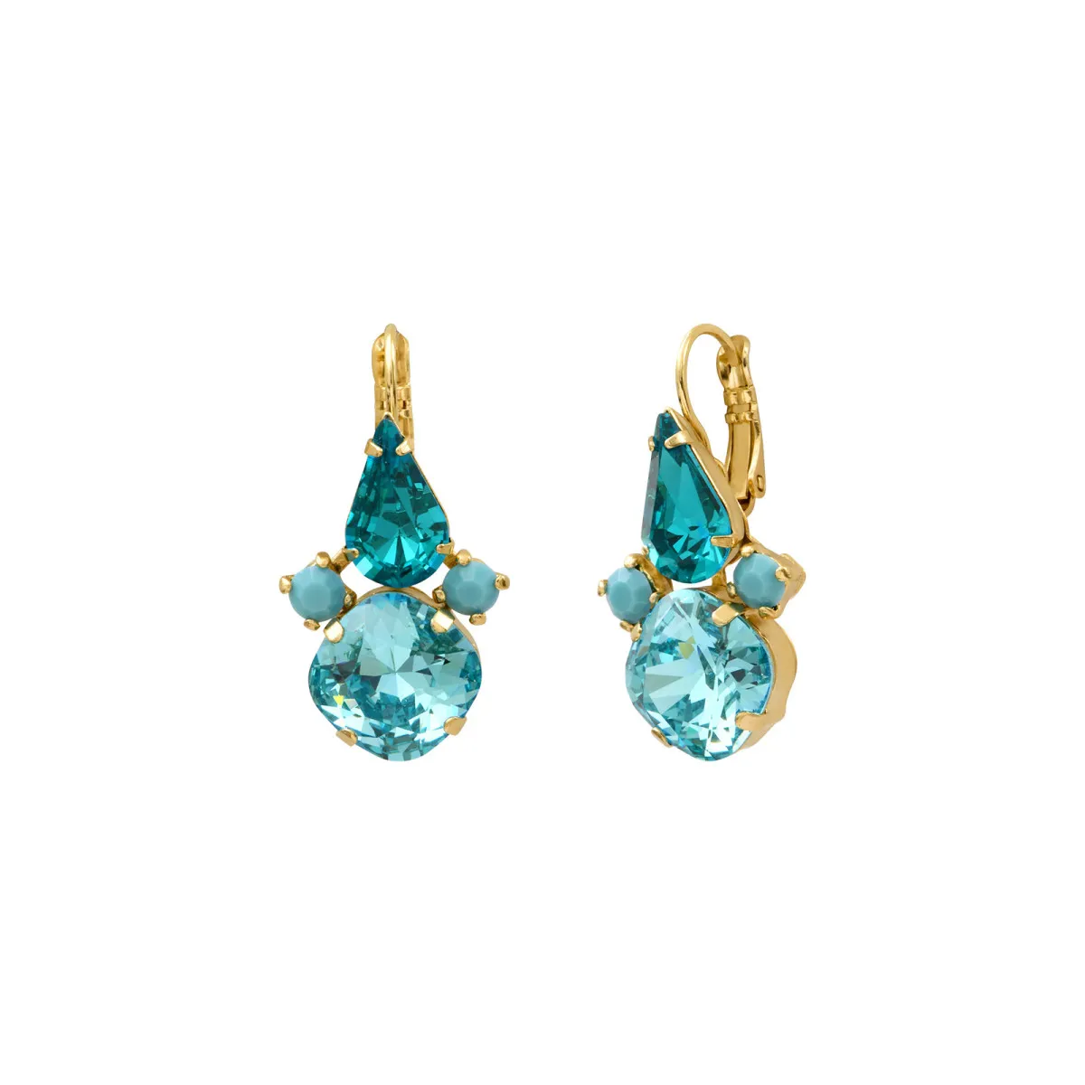 Boucles d'oreilles dormeuses strass cristal Bleu NOÉMIE
