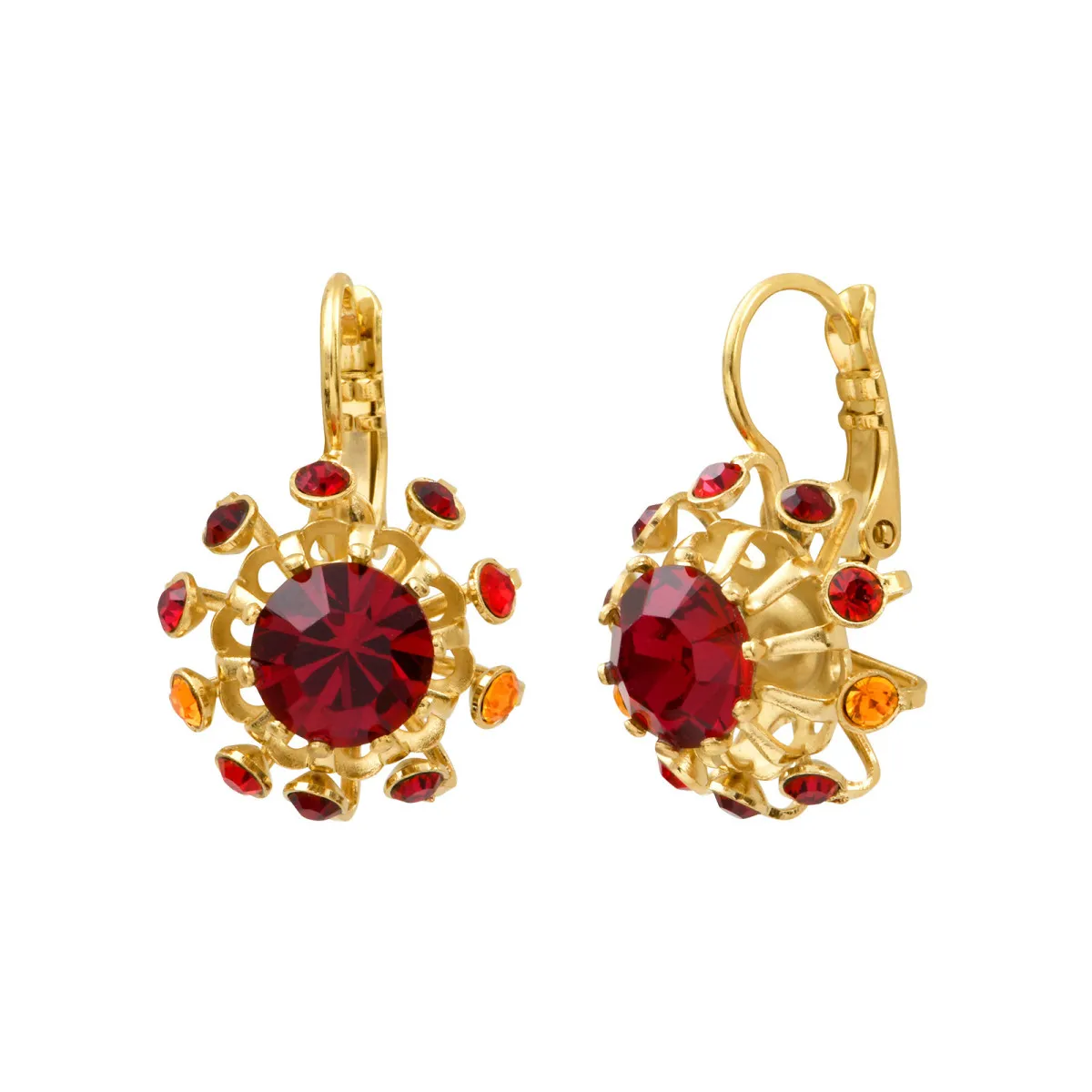 Petites boucles d'oreilles dormeuses festives strass Rouge NOÉMIE