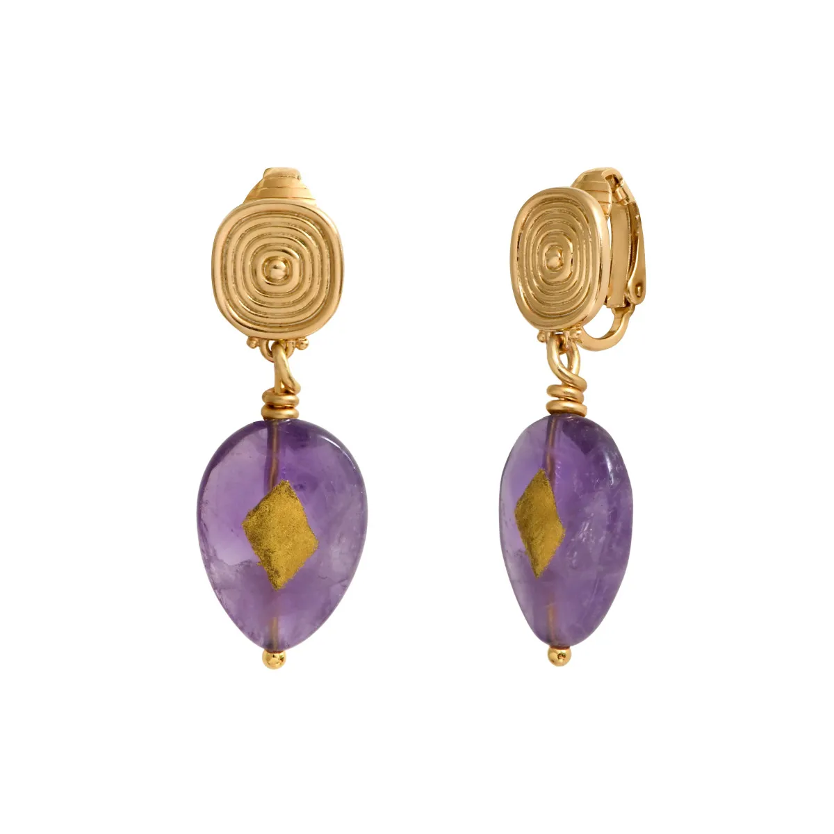 Boucles d'oreilles clips babylone améthyste Violet BABYLONE