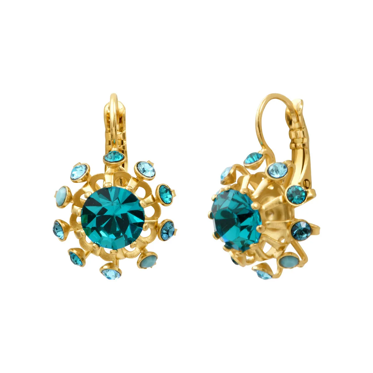 Petites boucles d'oreilles dormeuses chic cristal Bleu NOÉMIE