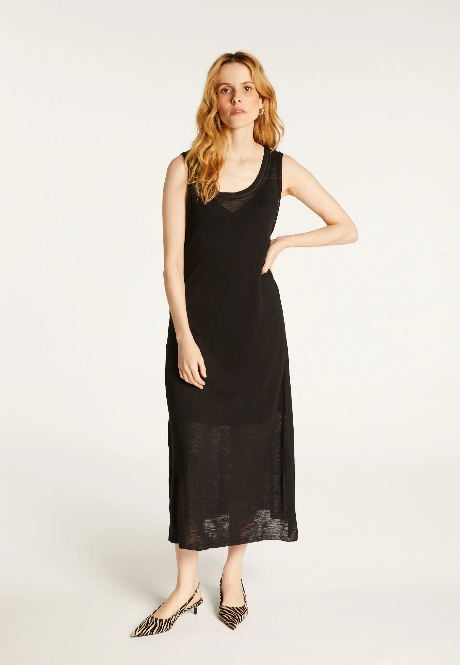 Ensemble robe en lin et coton Noir DAYANA