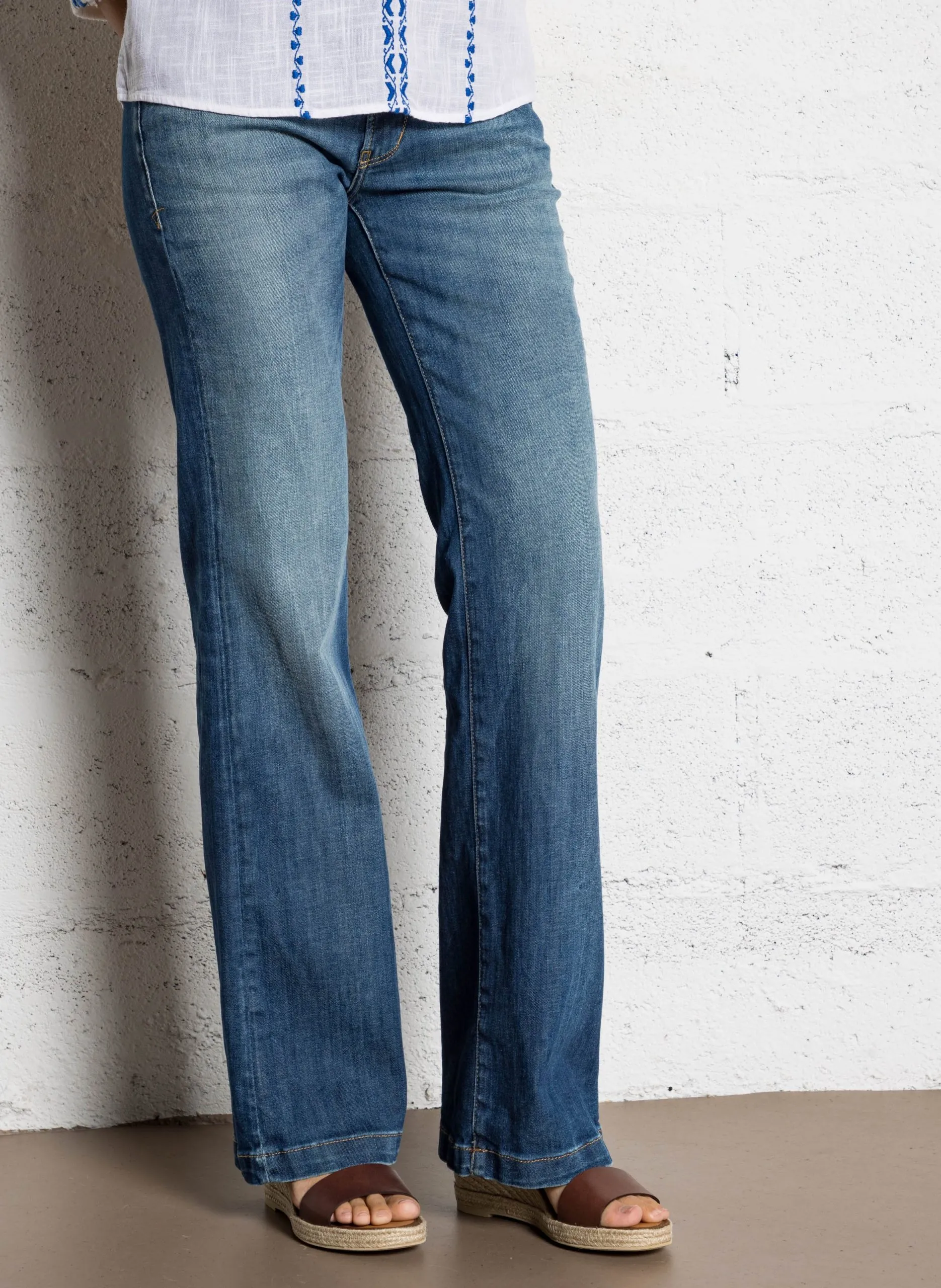 Jean droit en coton mélangé Bleu DIVI