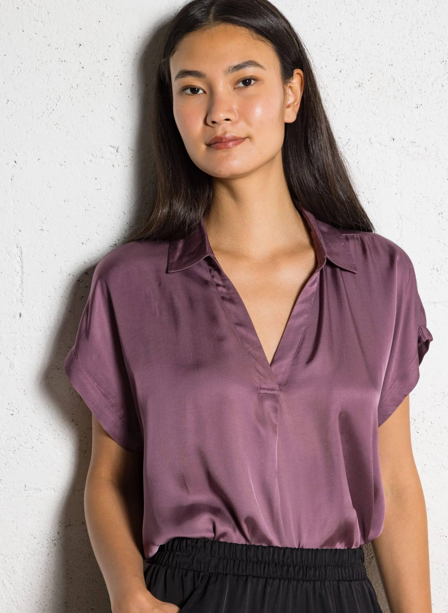 Top ample encolure V Violet TOSKANA