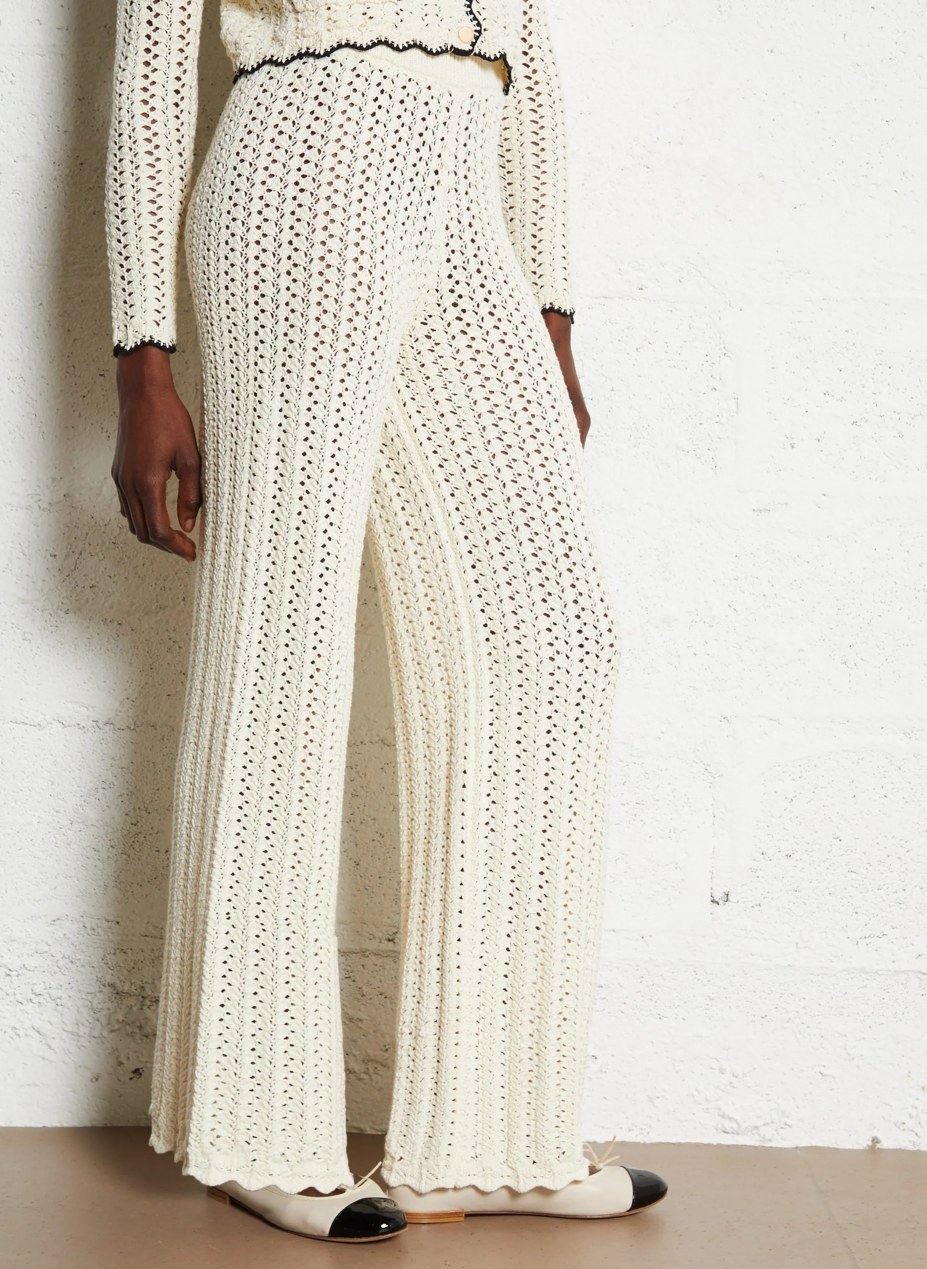 Pantalon large en coton bio Beige SILVIO