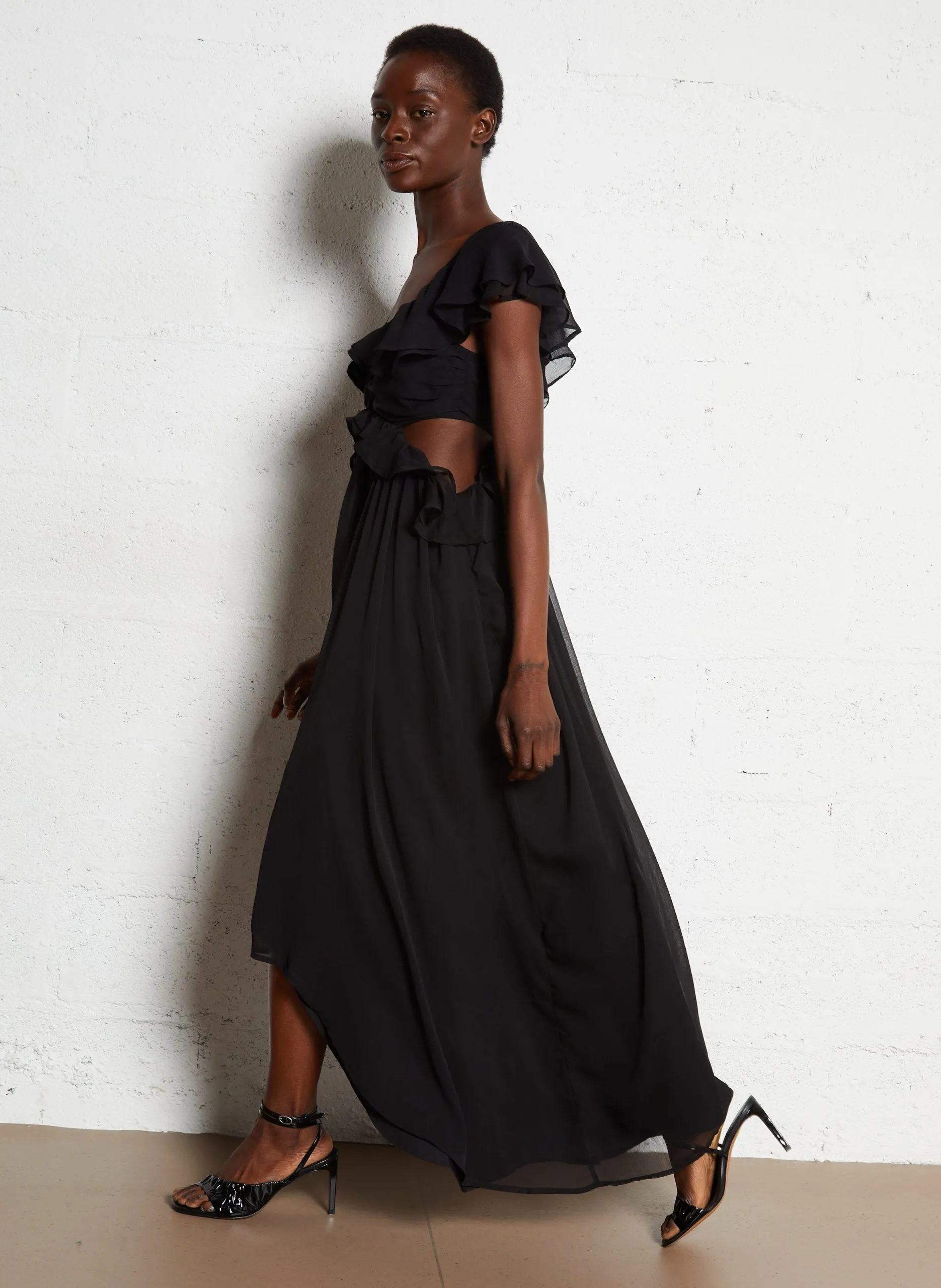 Robe longue col rond Noir RAYEN