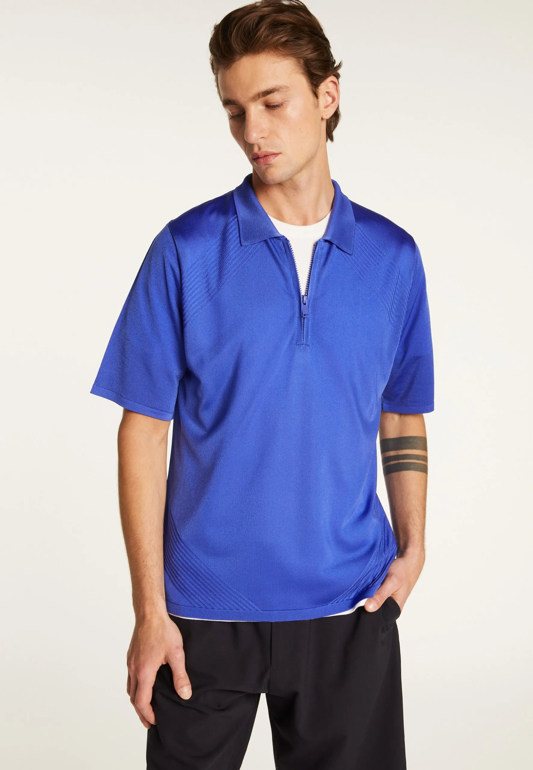 Polo en fil lumière Bleu MANOLO