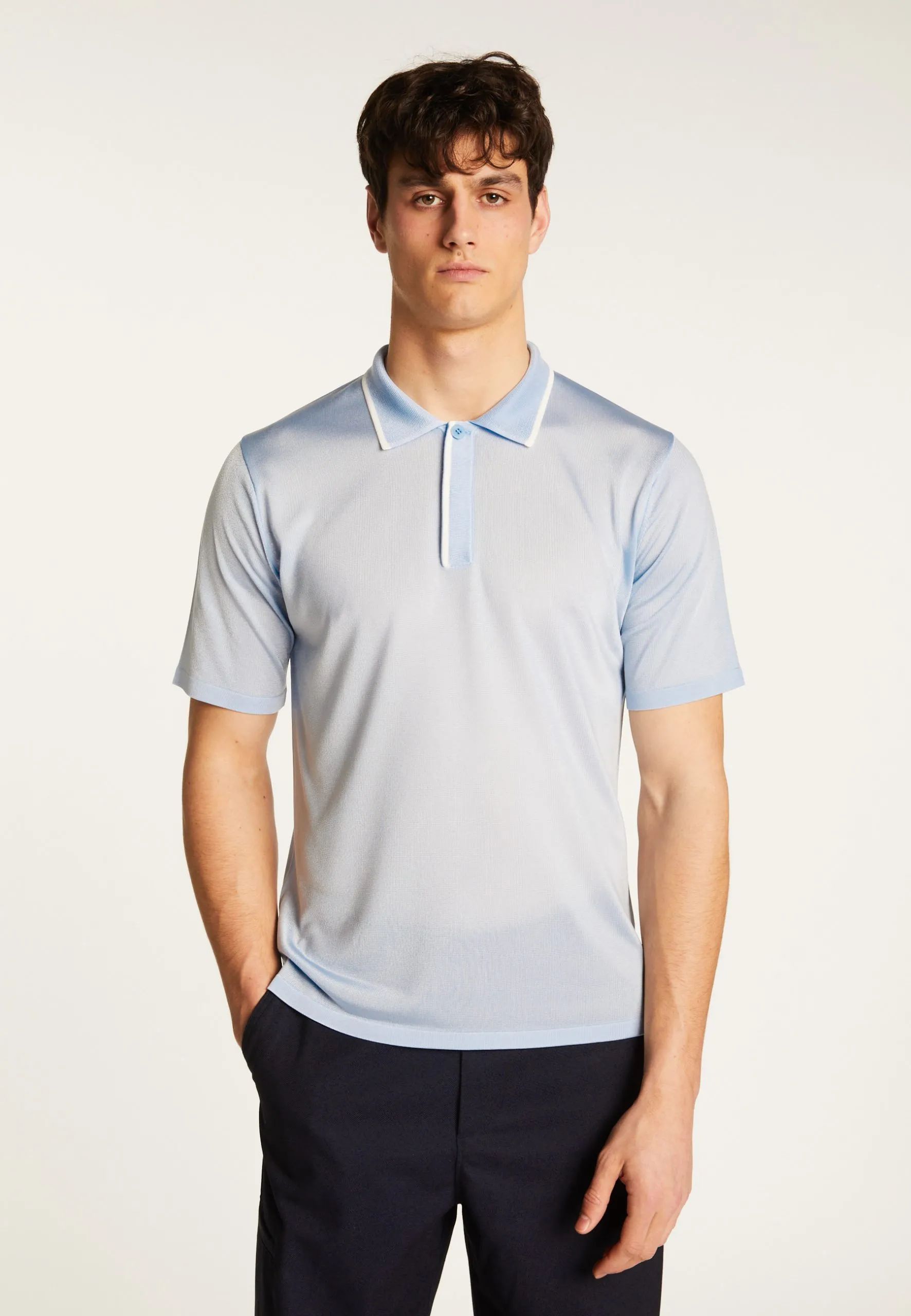 Polo en fil lumière Bleu MALCOM