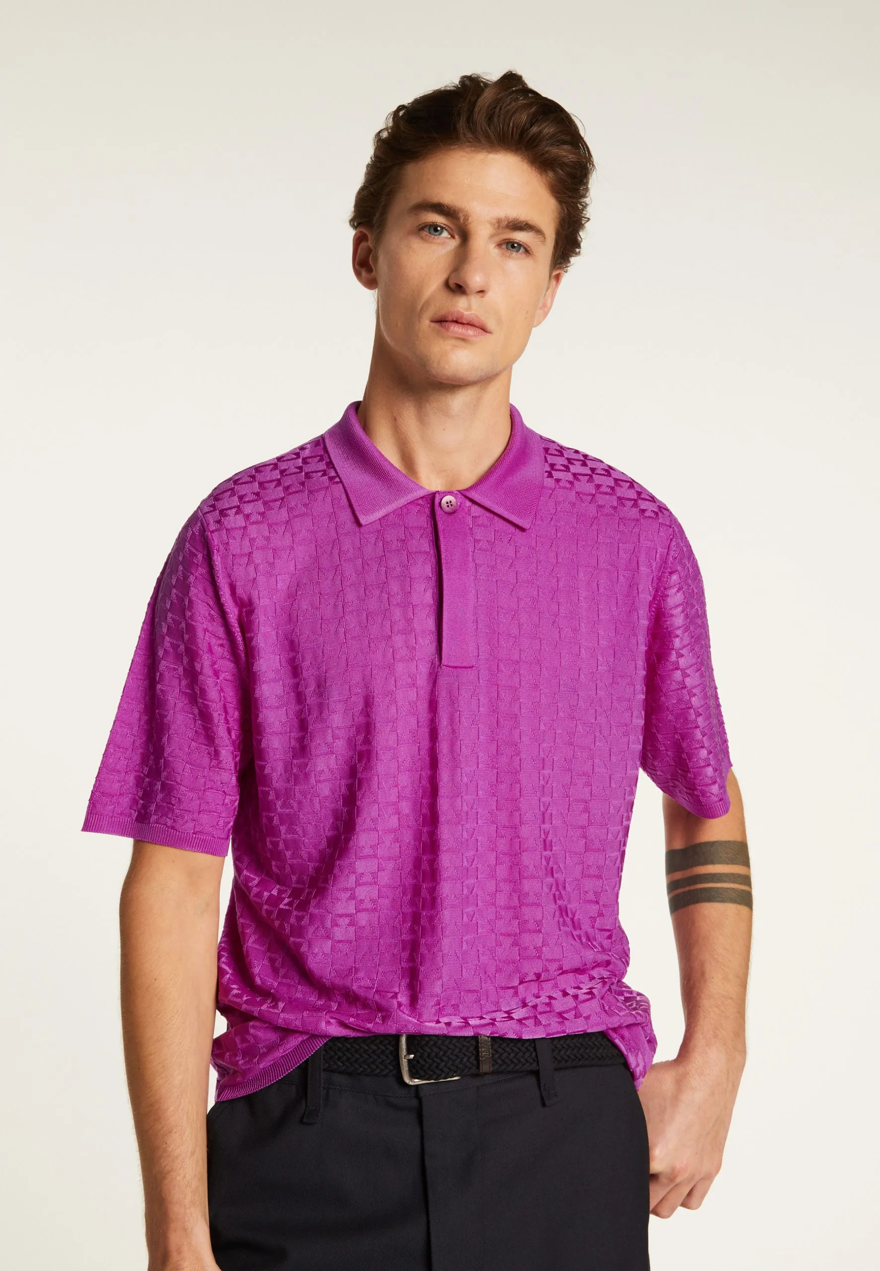 Polo en fil lumière Violet MATT