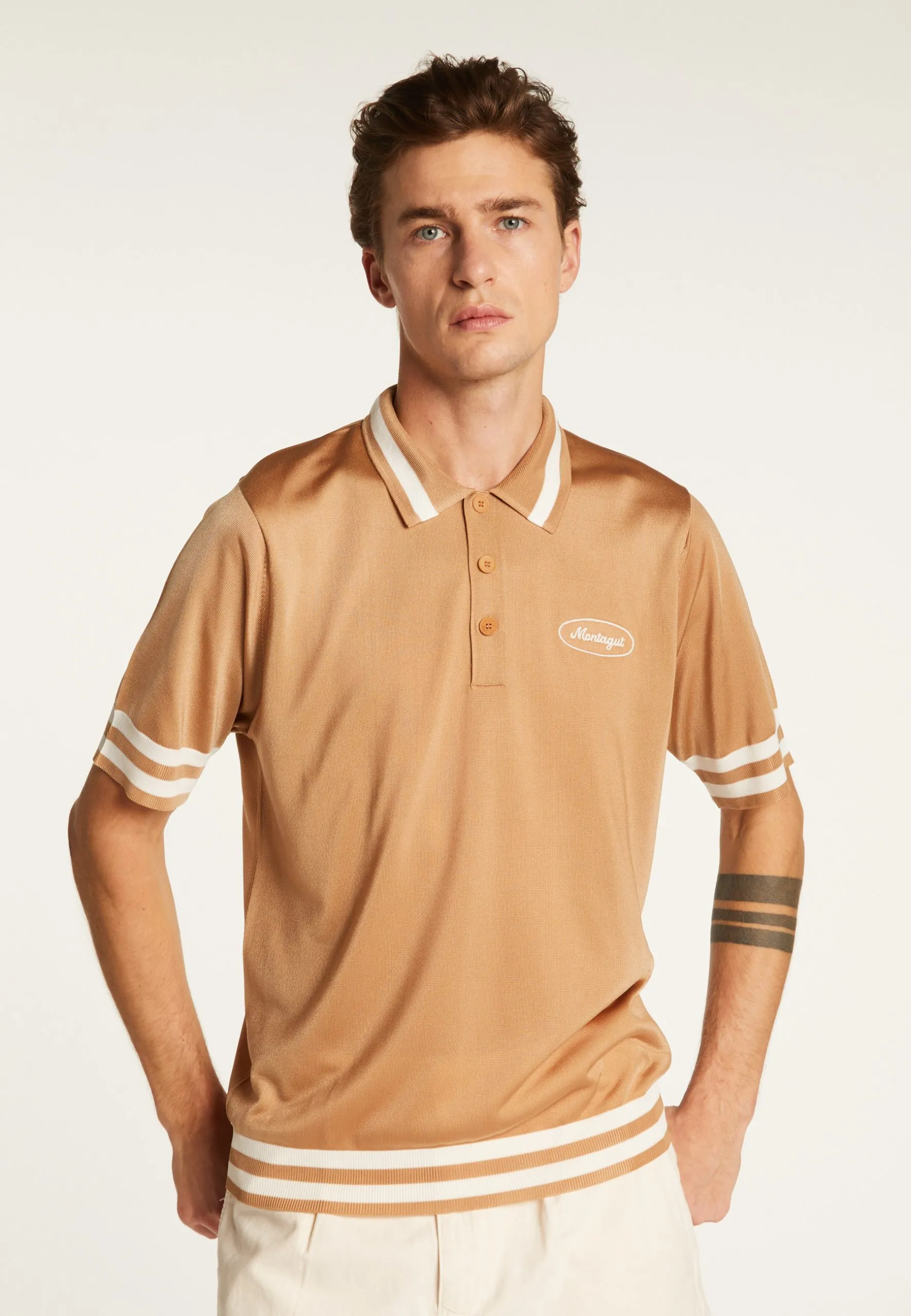 Polo en fil lumière et rayures Marron MONTMARTRE