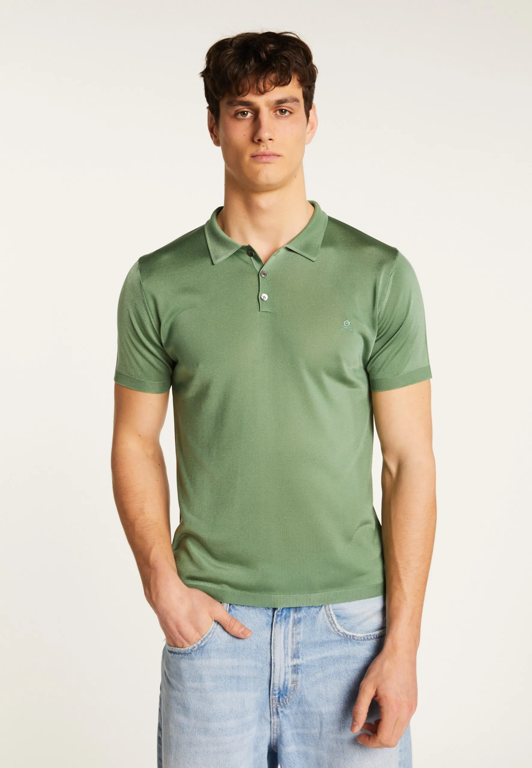 Polo en fil lumière Kaki BABAR