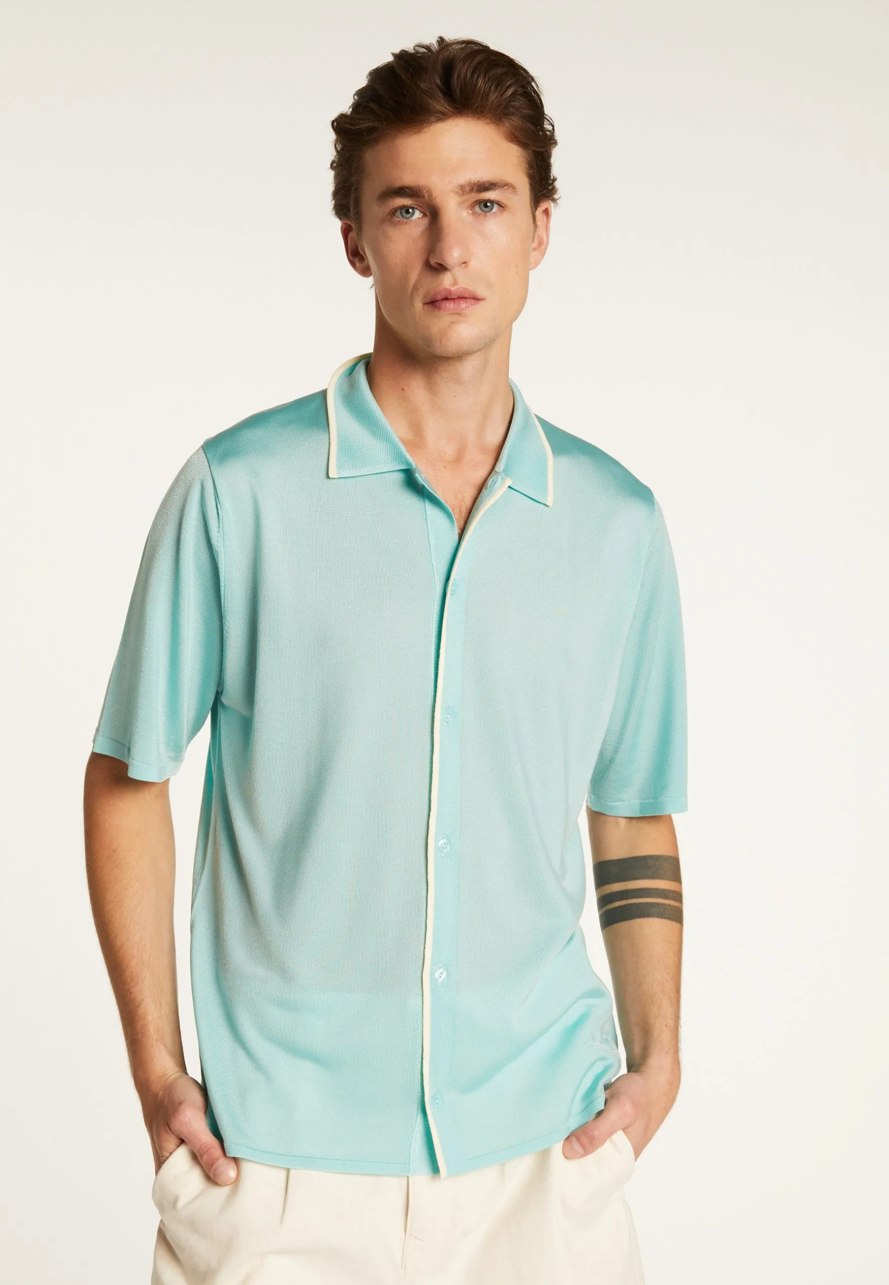 Chemise en fil lumière Vert MEZZO