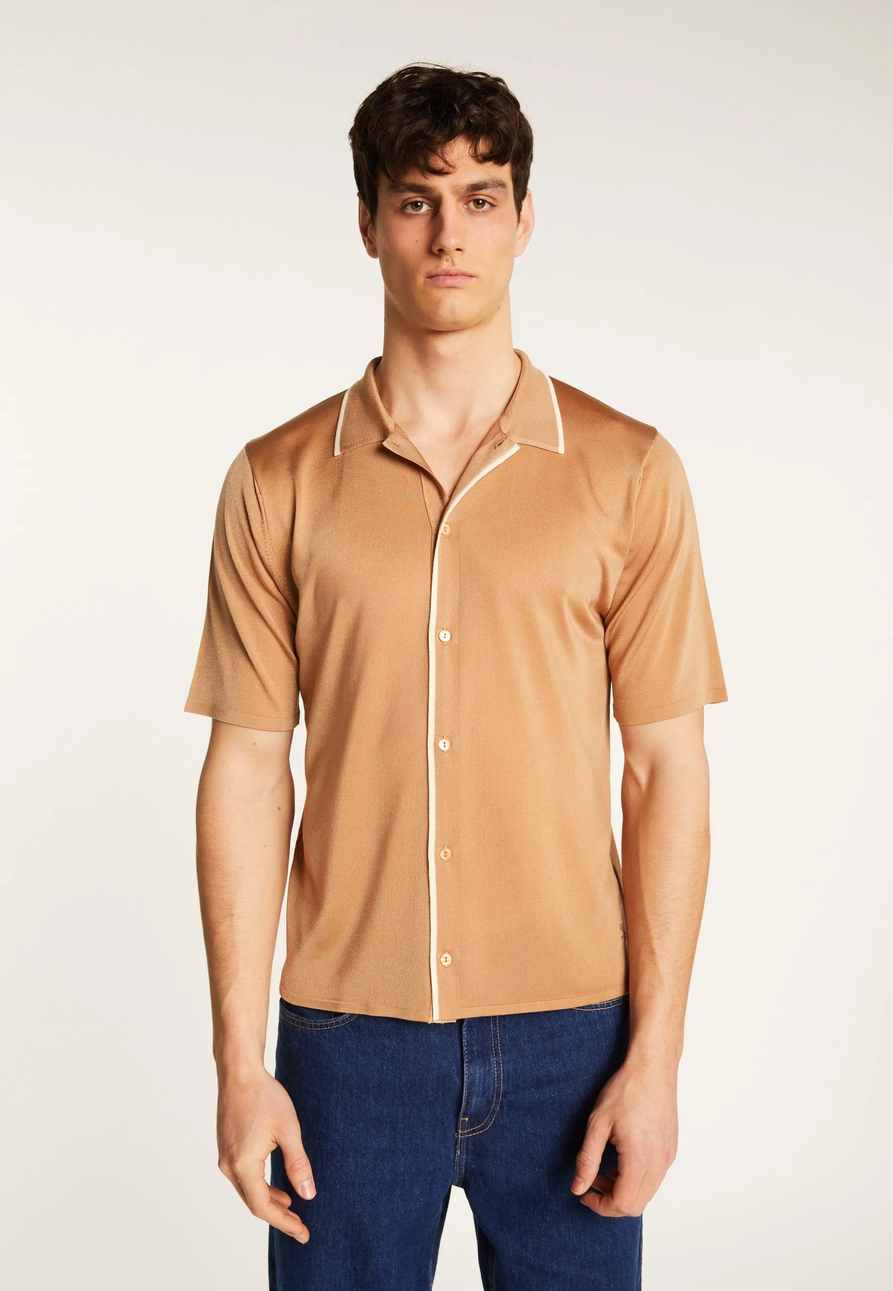 Chemise en fil lumière Marron MEZZO