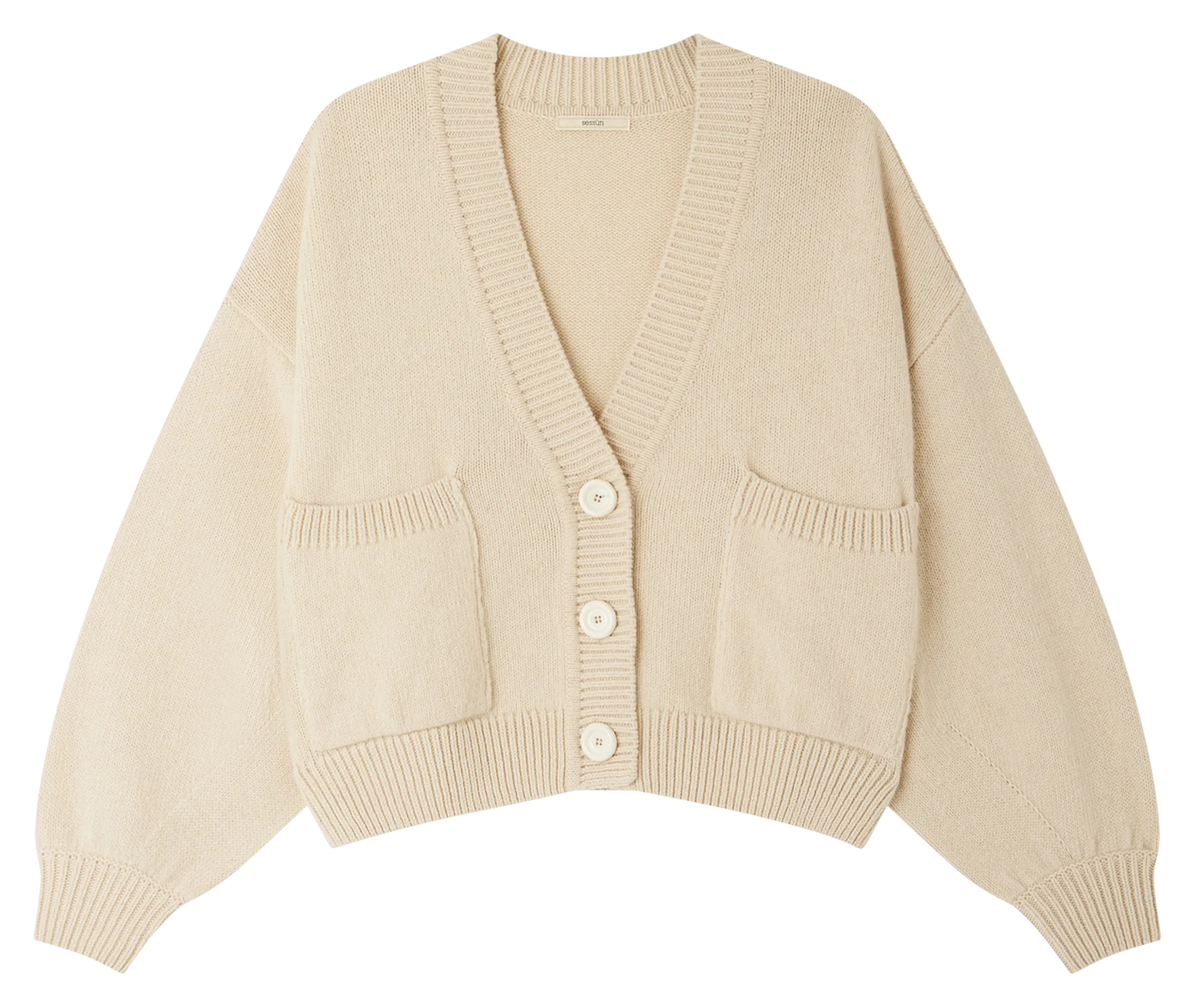 Cardigan ample uni en laine et cachemire Beige ROSSATO