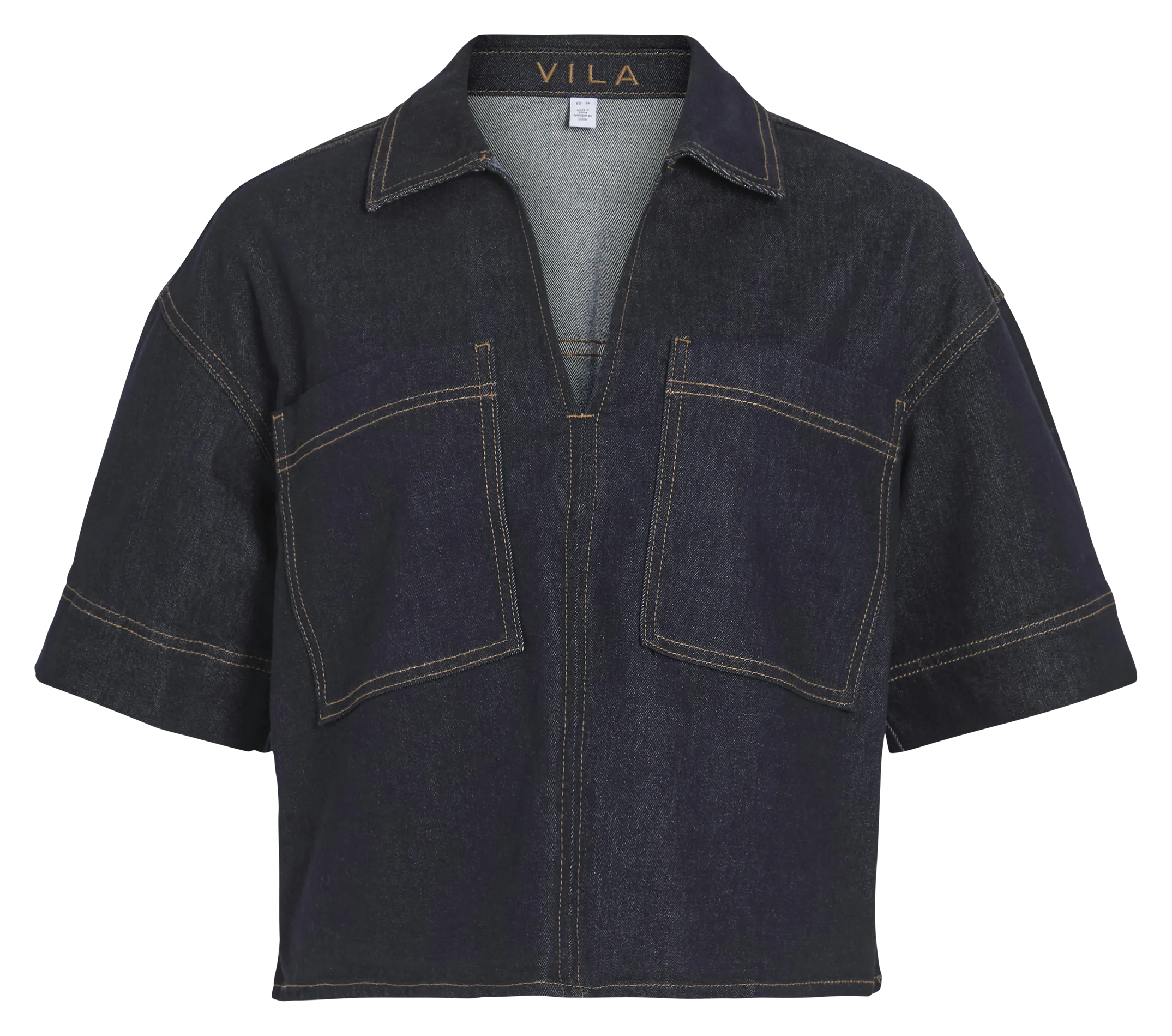 Top droit en coton mélangé Bleu LEVA