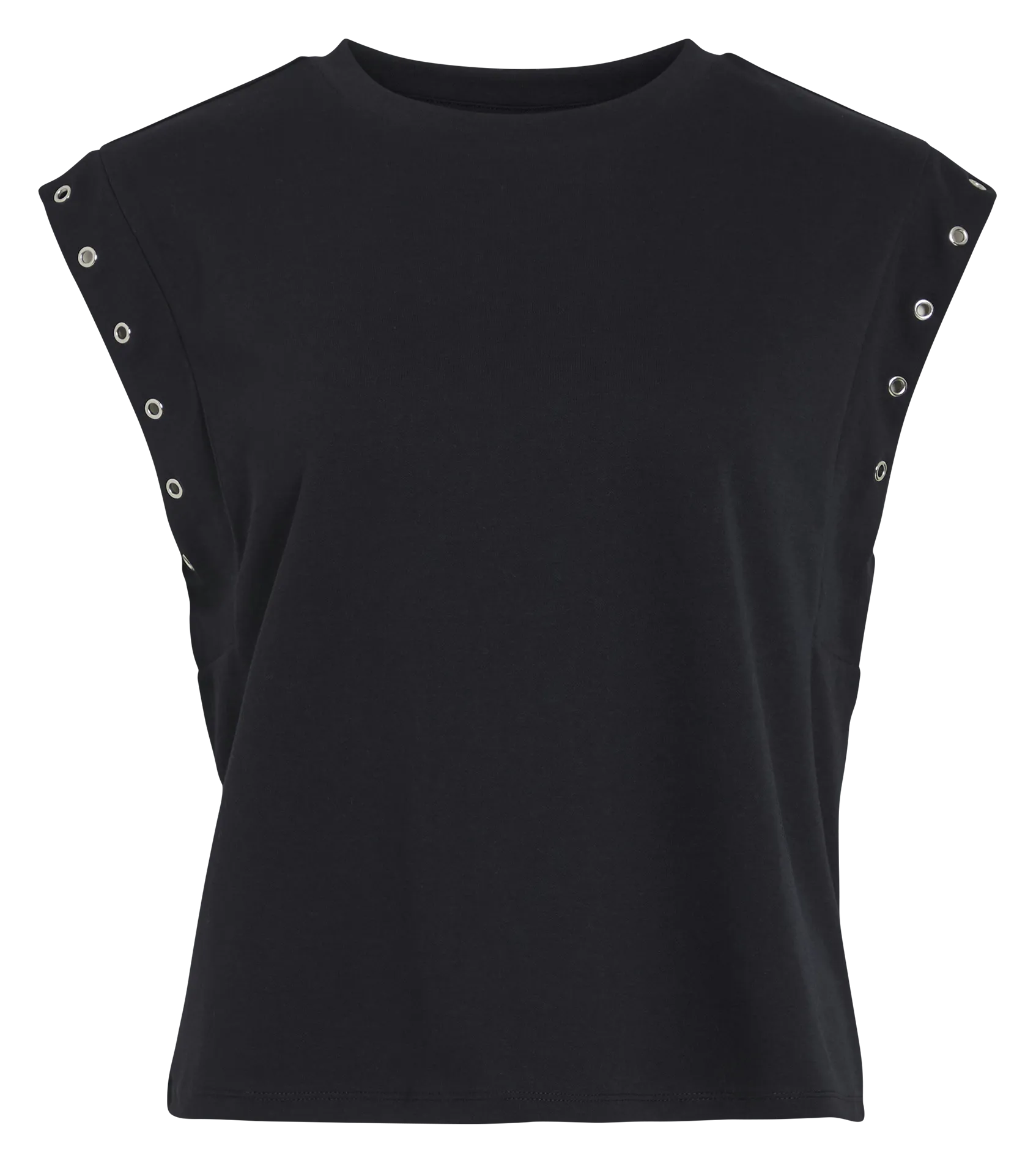 Top droit en fibres recyclées mélangées Noir EYELETTI