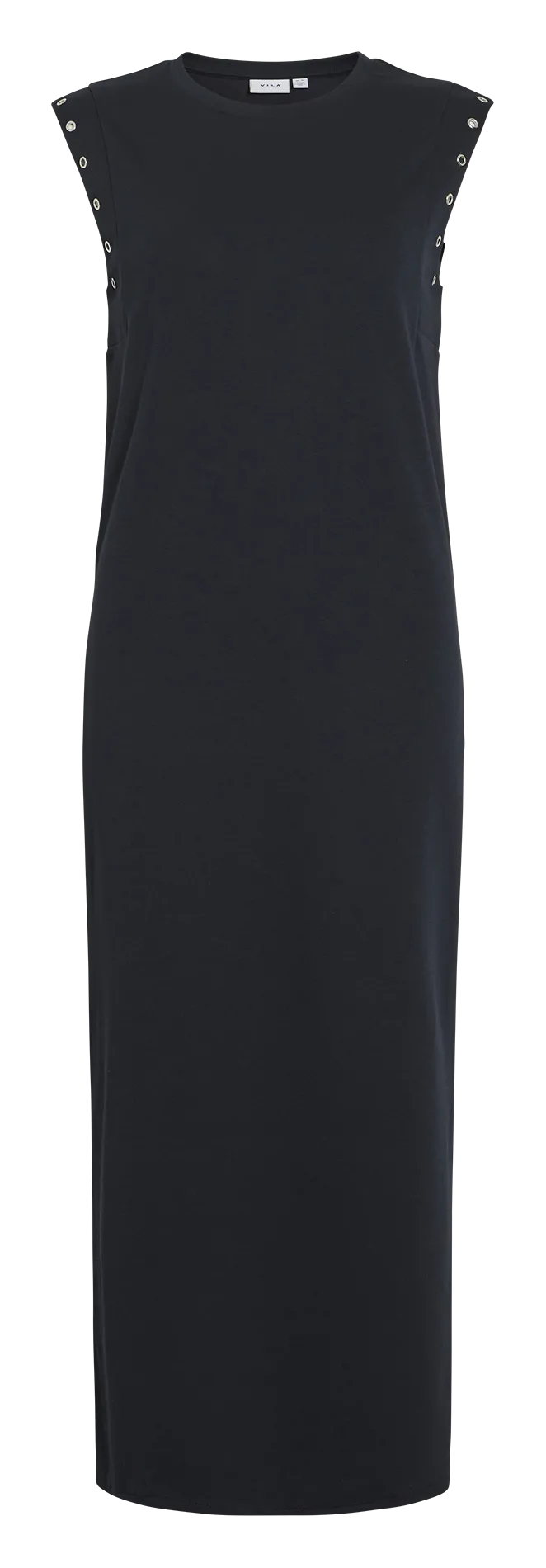 Robe longue en fibres recyclées mélangées Noir EYELETTI