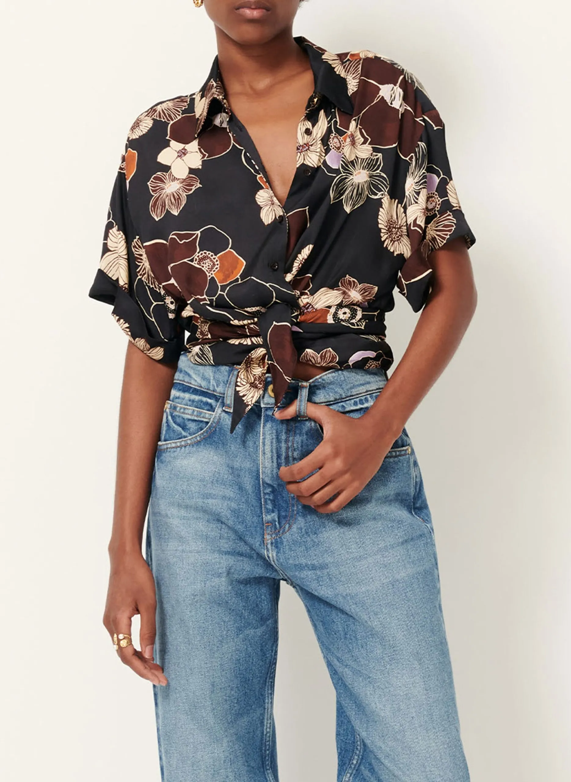 Chemise à manches courtes imprimée en coton bio Multicolore PROCIDA