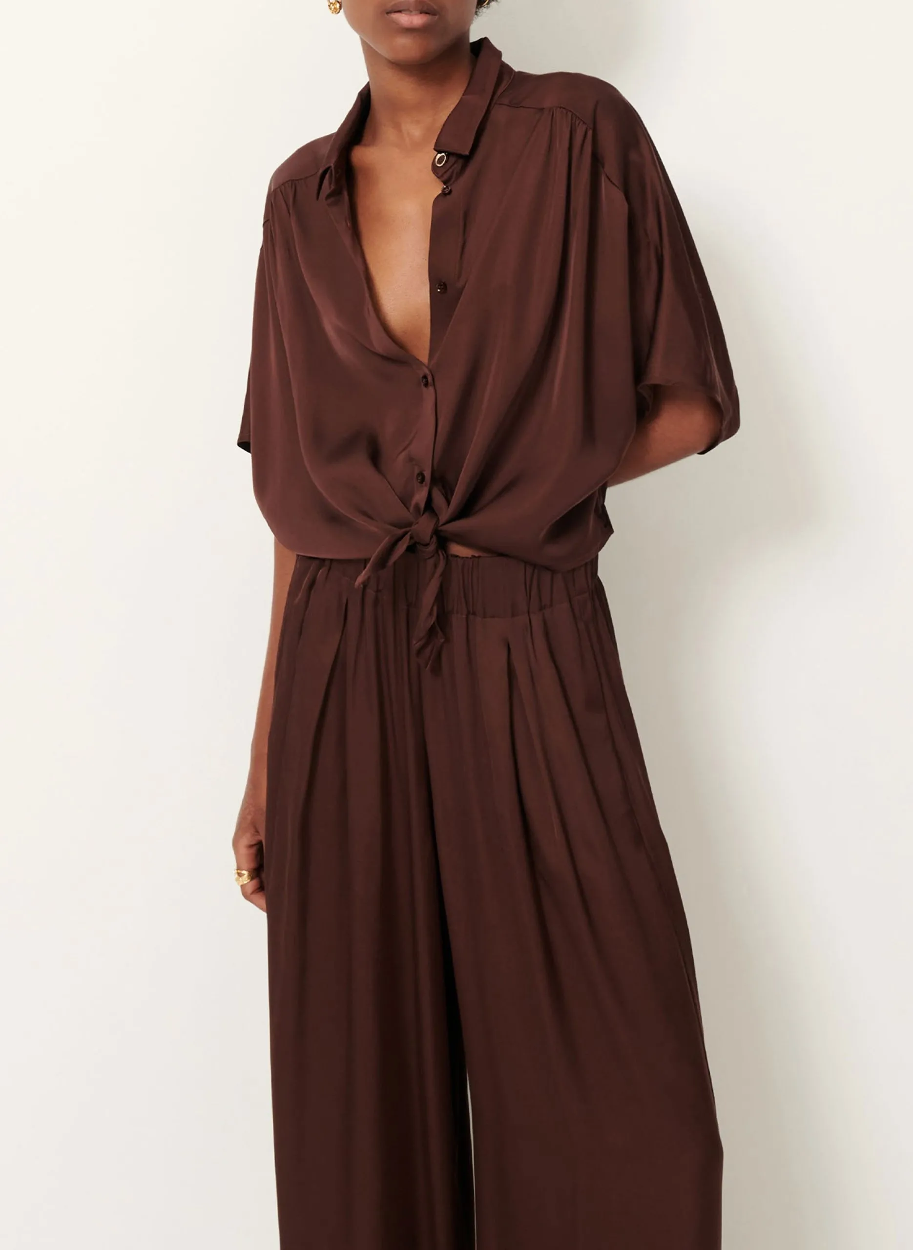 Chemise droite col classique Marron ALFASSA NIGHT