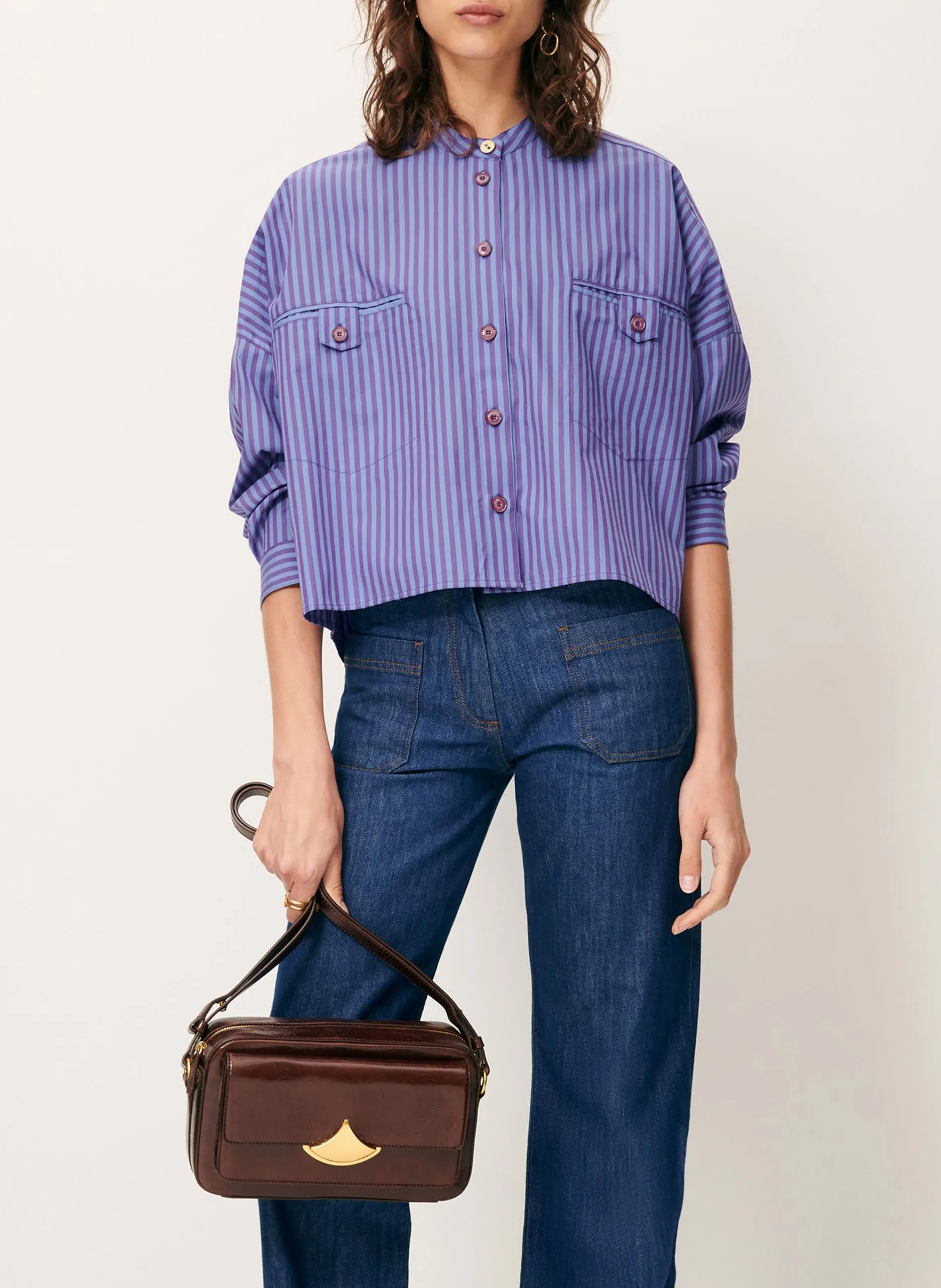 Chemise oversize en coton rayé Bleu ORREGIA