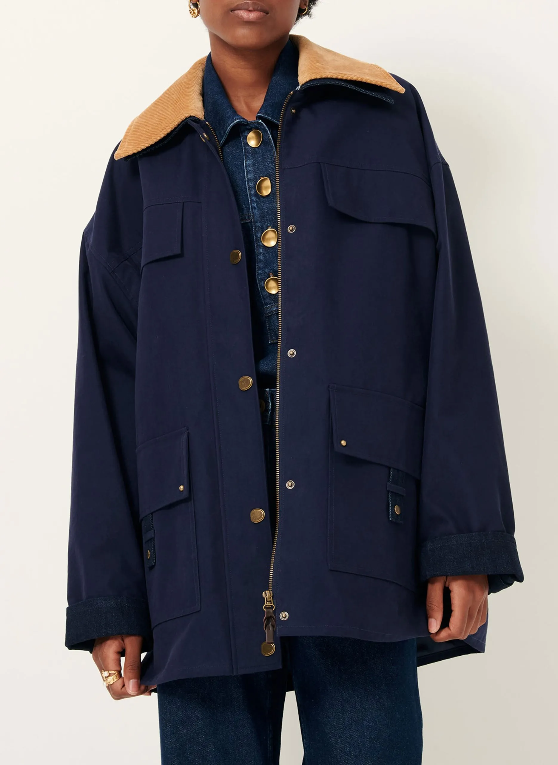 Veste oversize en coton mélangé Bleu HUGUES