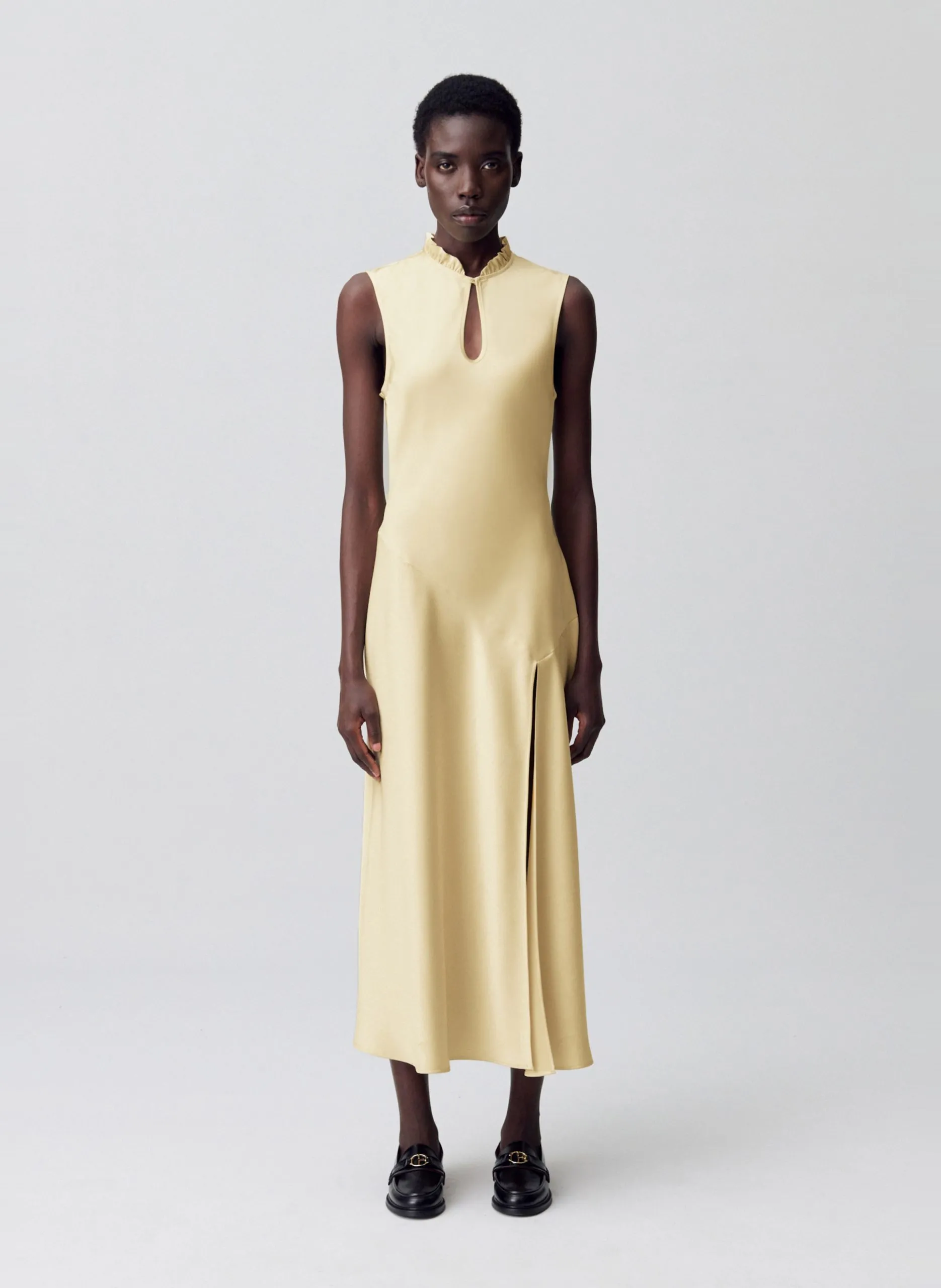 Robe longue ajustée Jaune