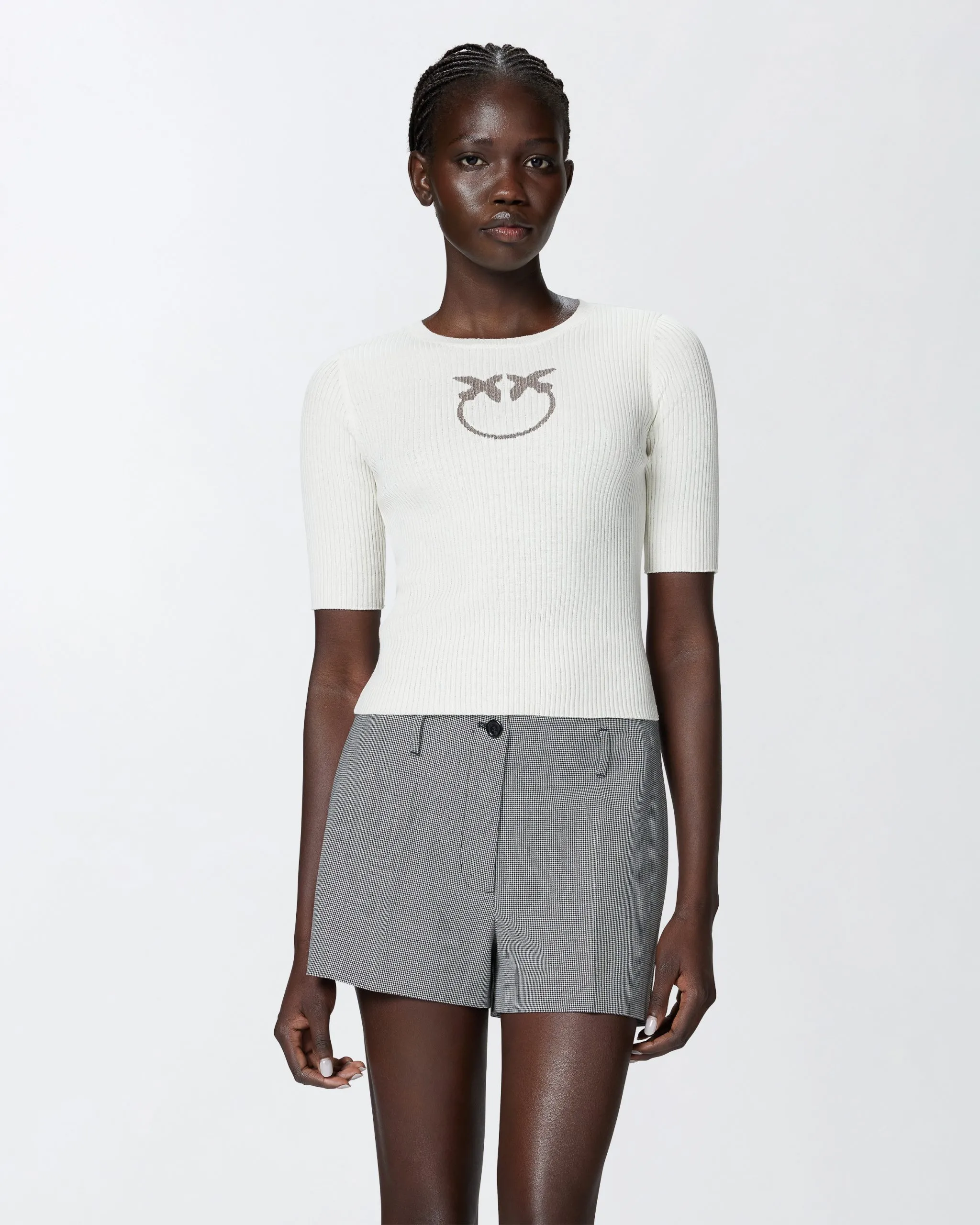 Pull côtelé avec logo love birds transparent Blanc