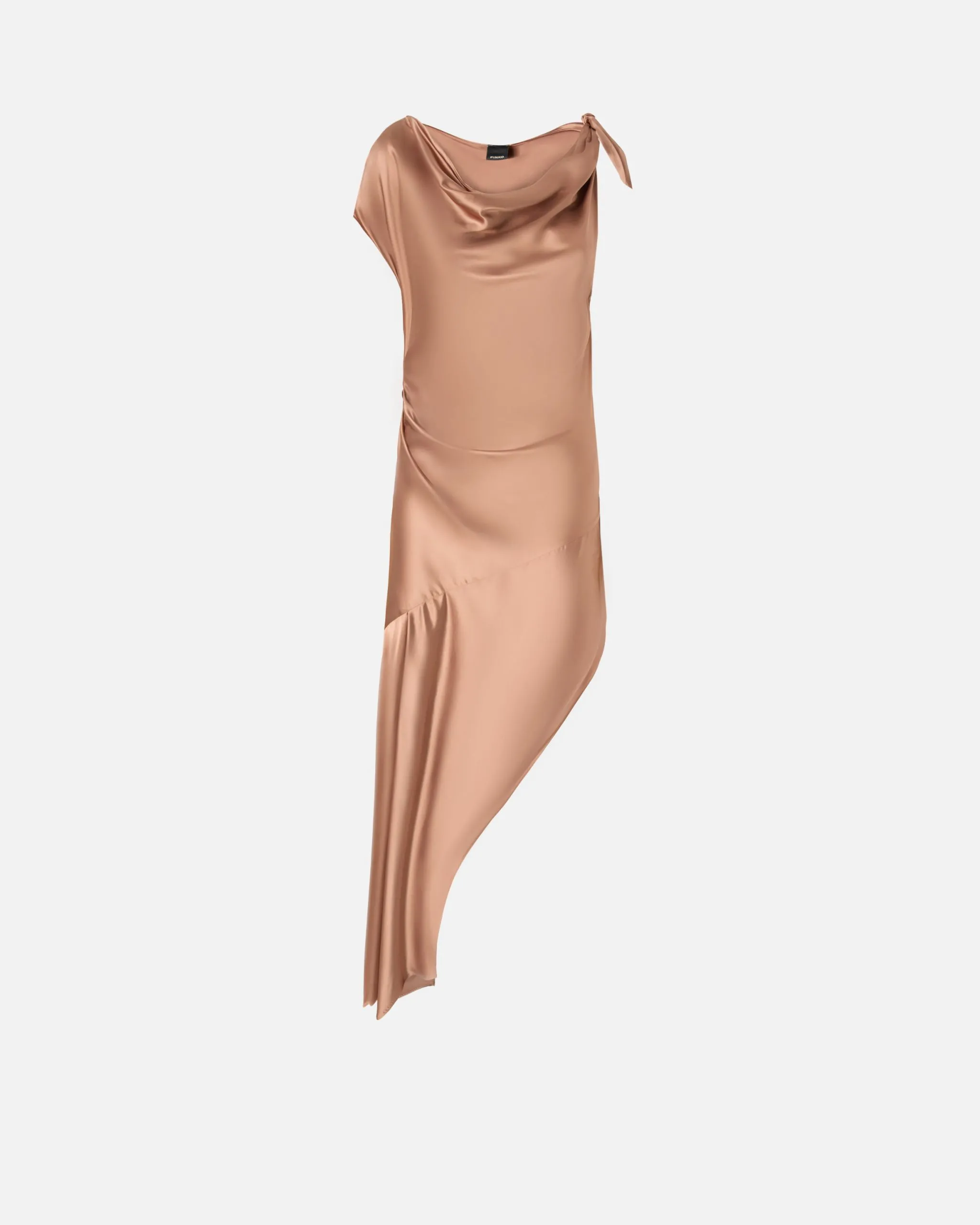 Robe de cérémonie mi-longue asymétrique en satin Marron
