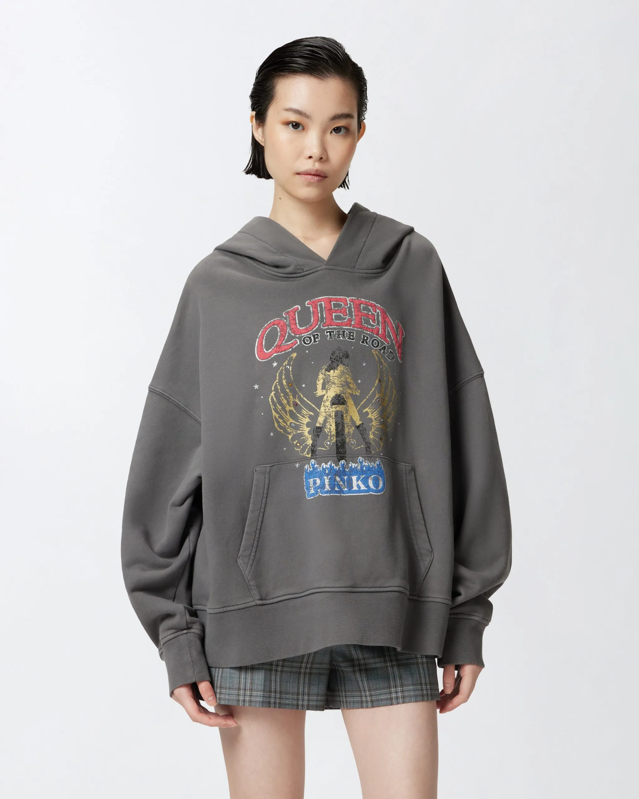 Sweat-shirt oversize à imprimé motard Multicolore