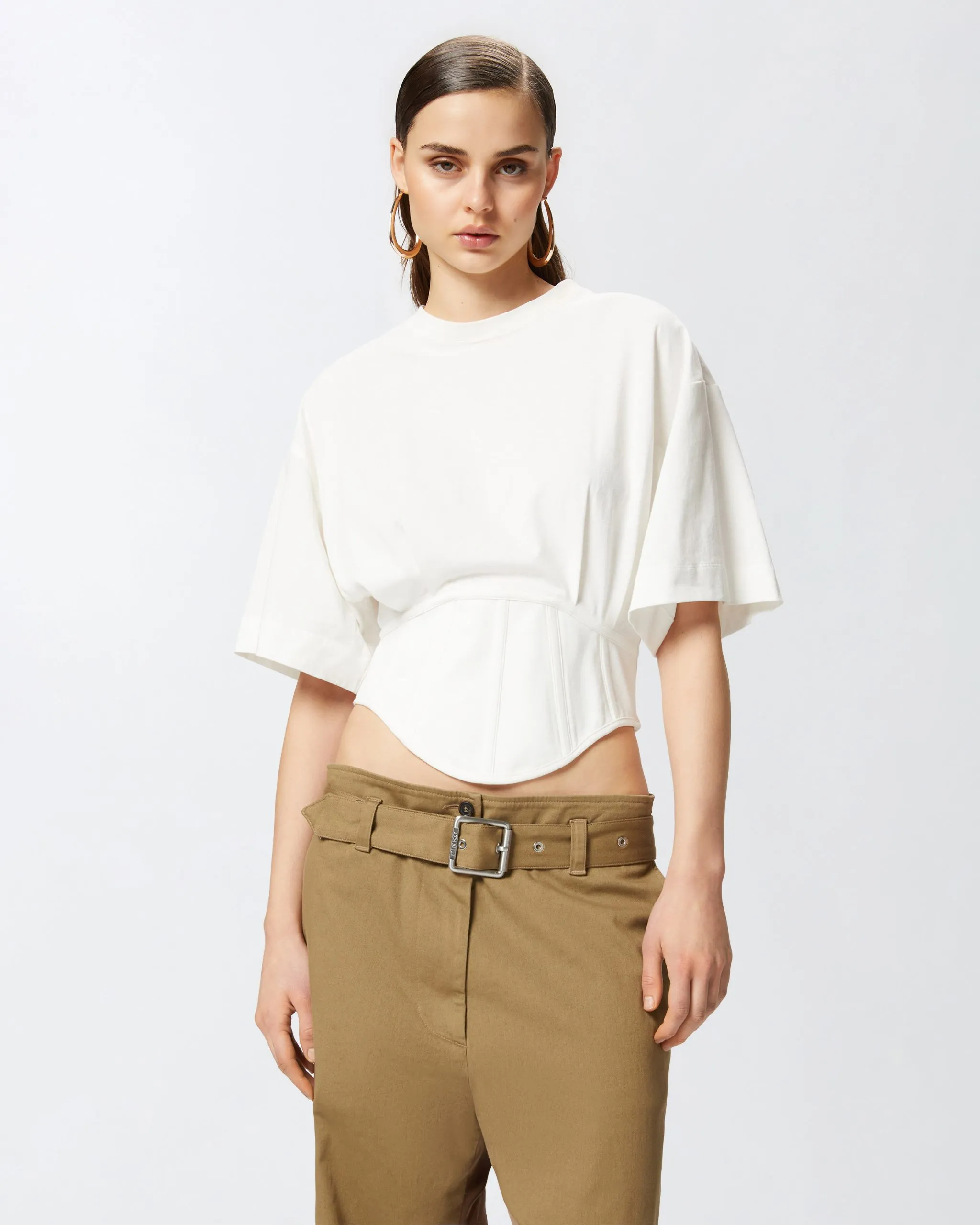 T-shirt court façon corset Blanc