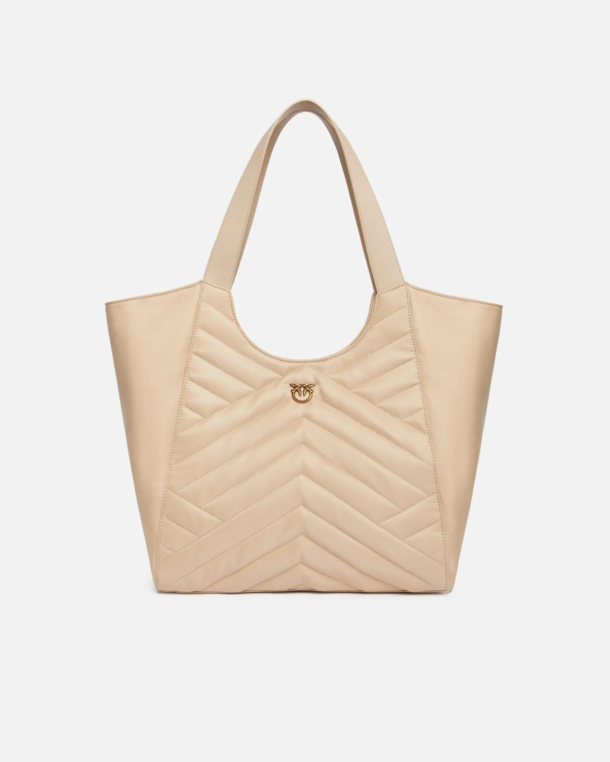 Cabas en tissu recyclé matelassé façon puzzle Beige