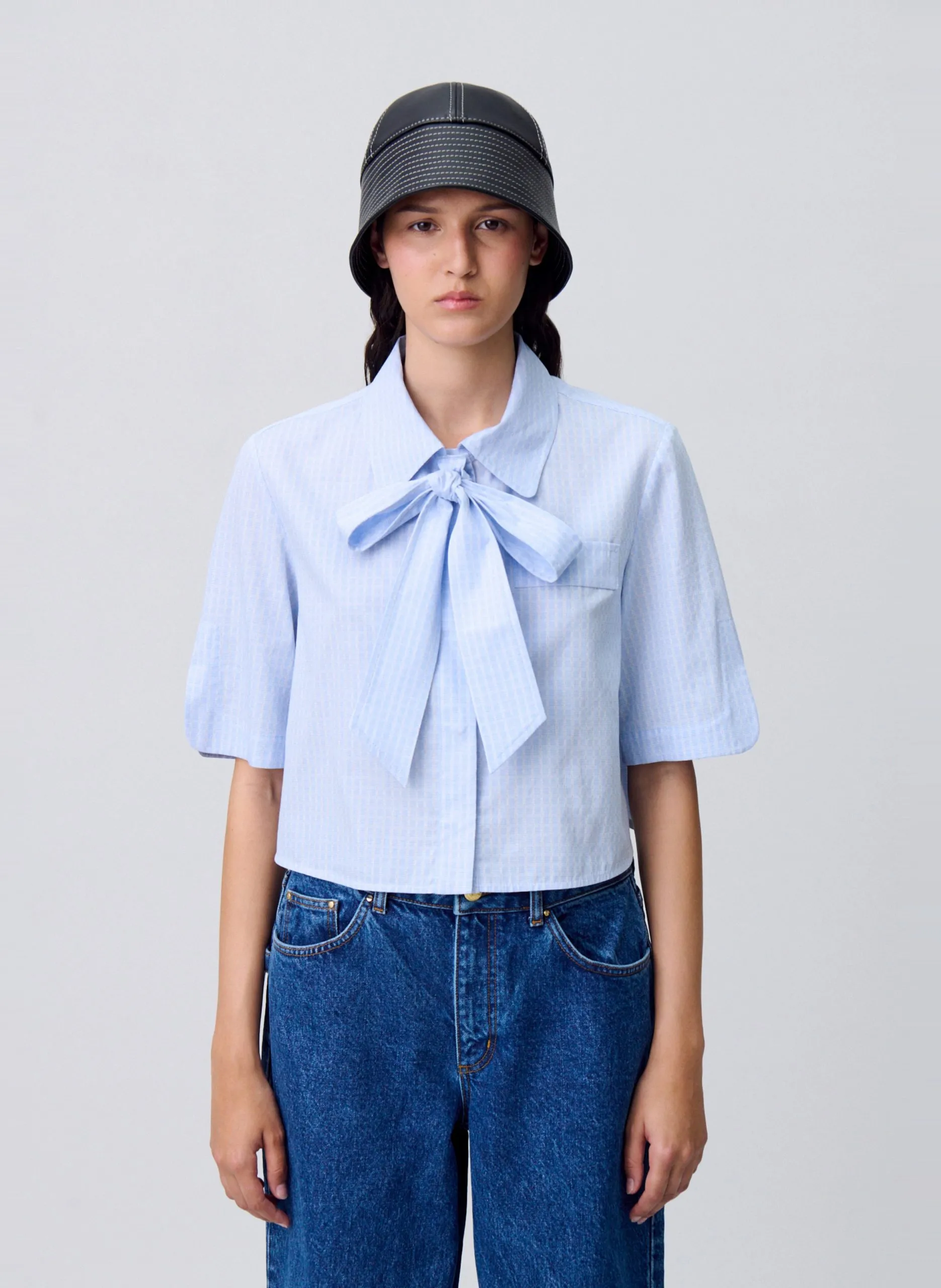 Chemise courte à carreaux en coton Multicolore