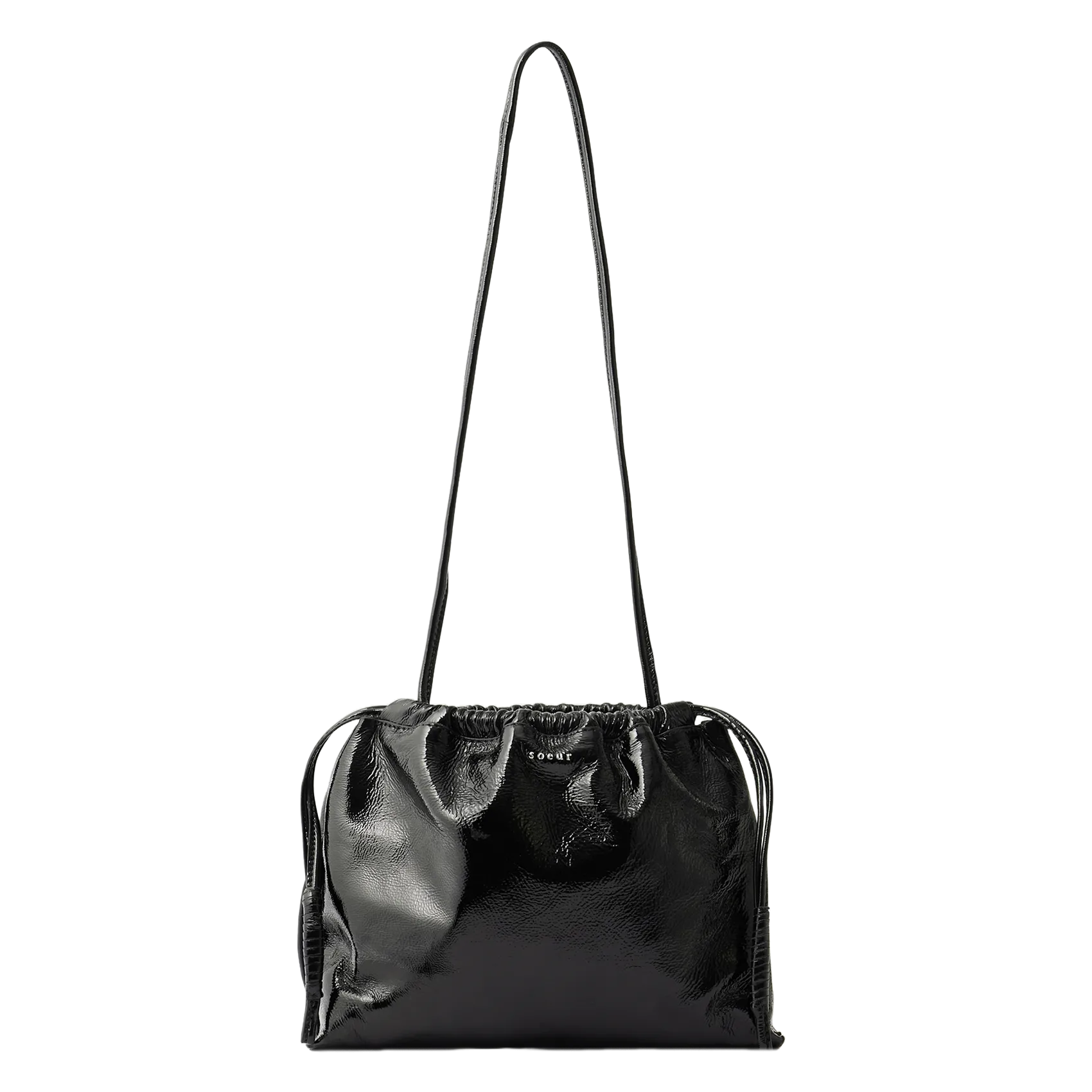 Sac bandoulière en cuir vernis Noir SUZETTE