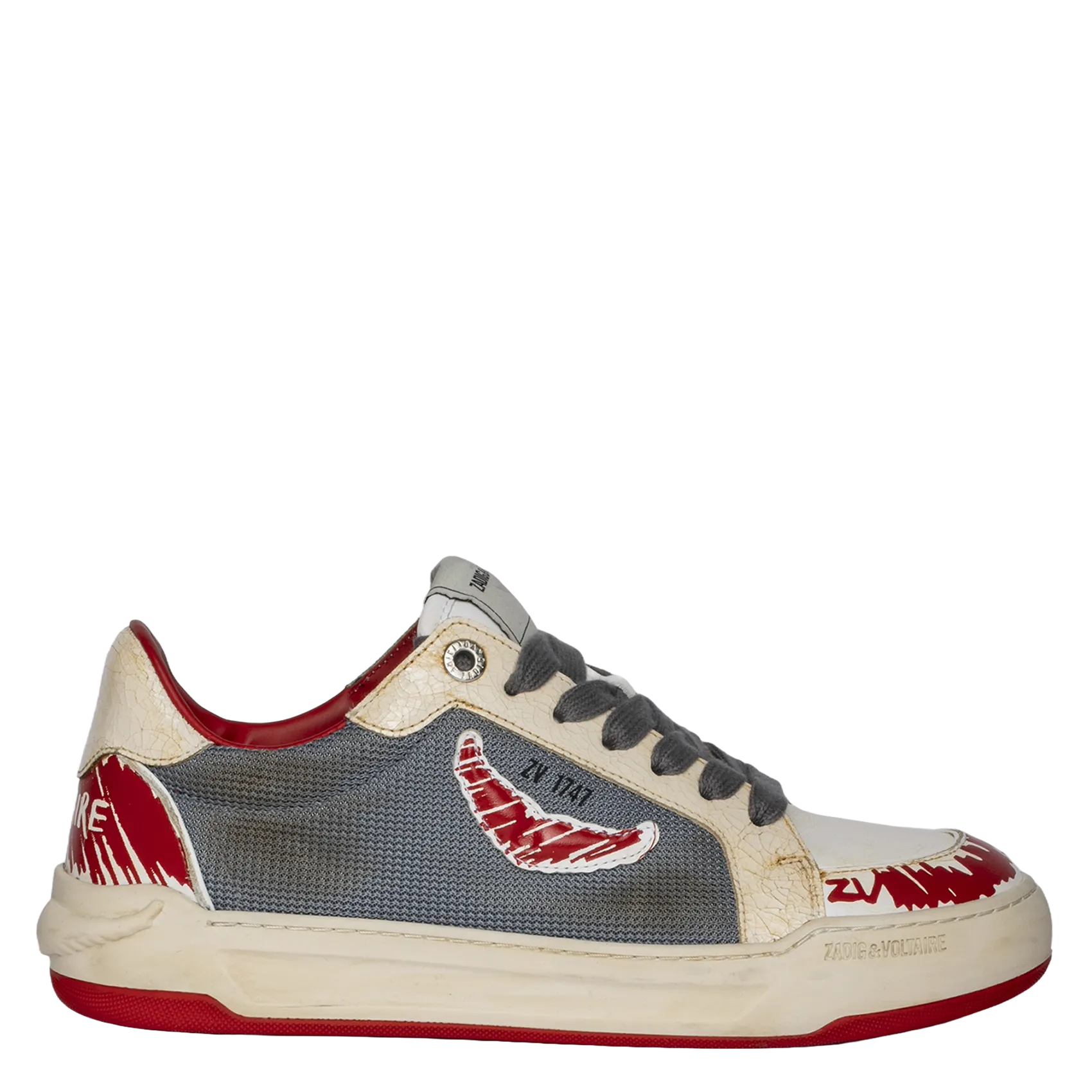 Baskets basses en cuir Gris FLY WINGS