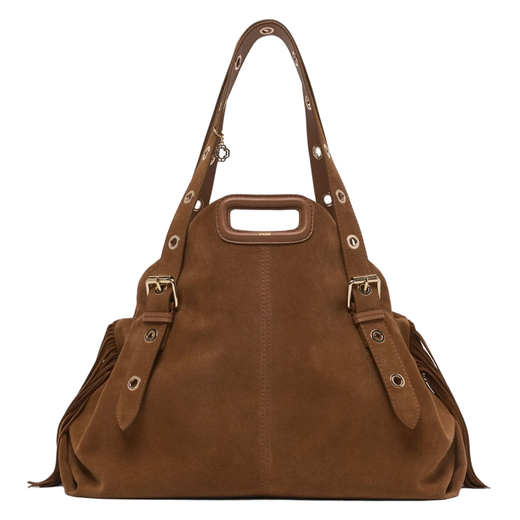 Sac porté épaule franges en cuir suédé Beige