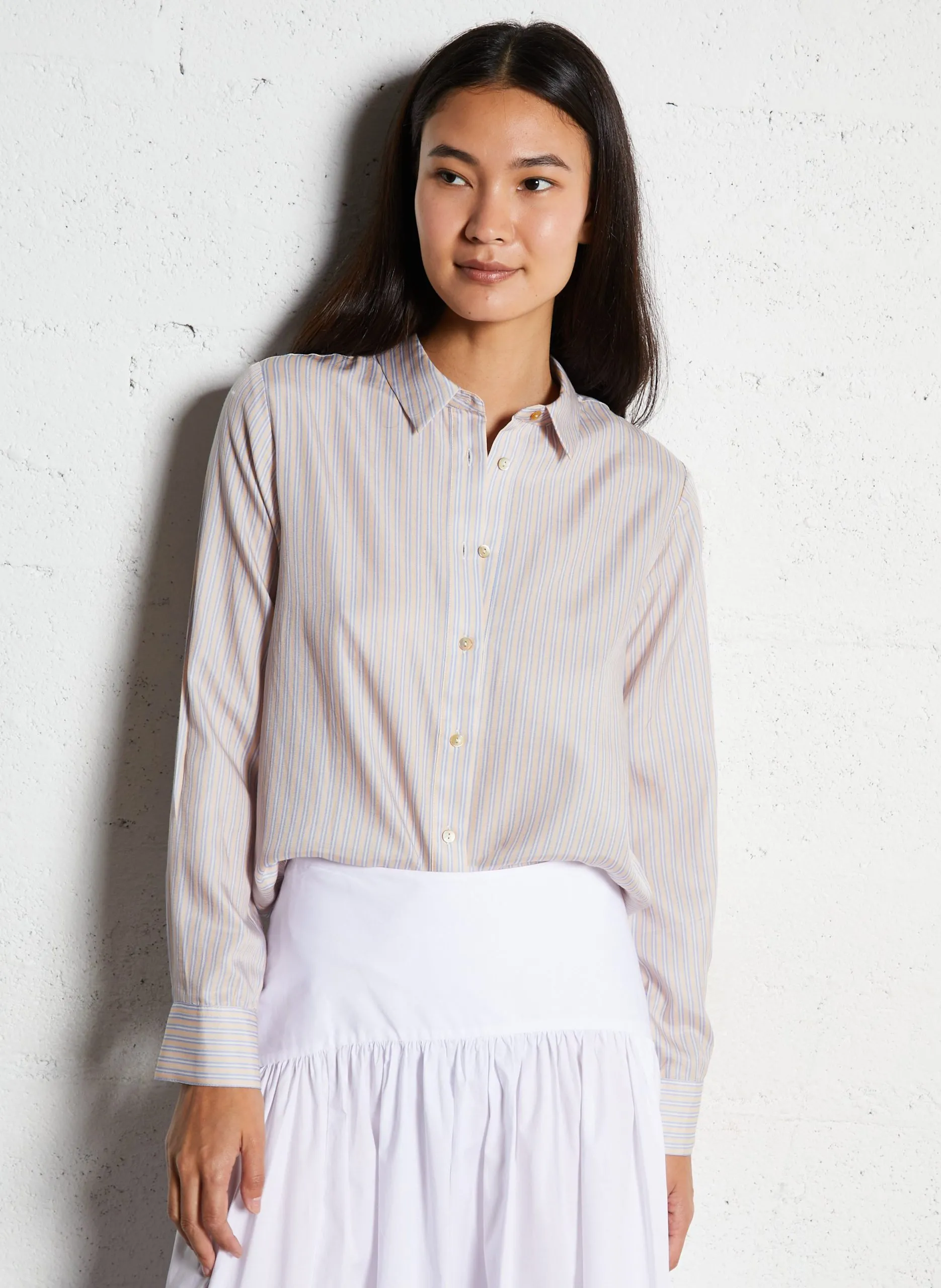 Chemise à rayures en coton et soie Multicolore POLI