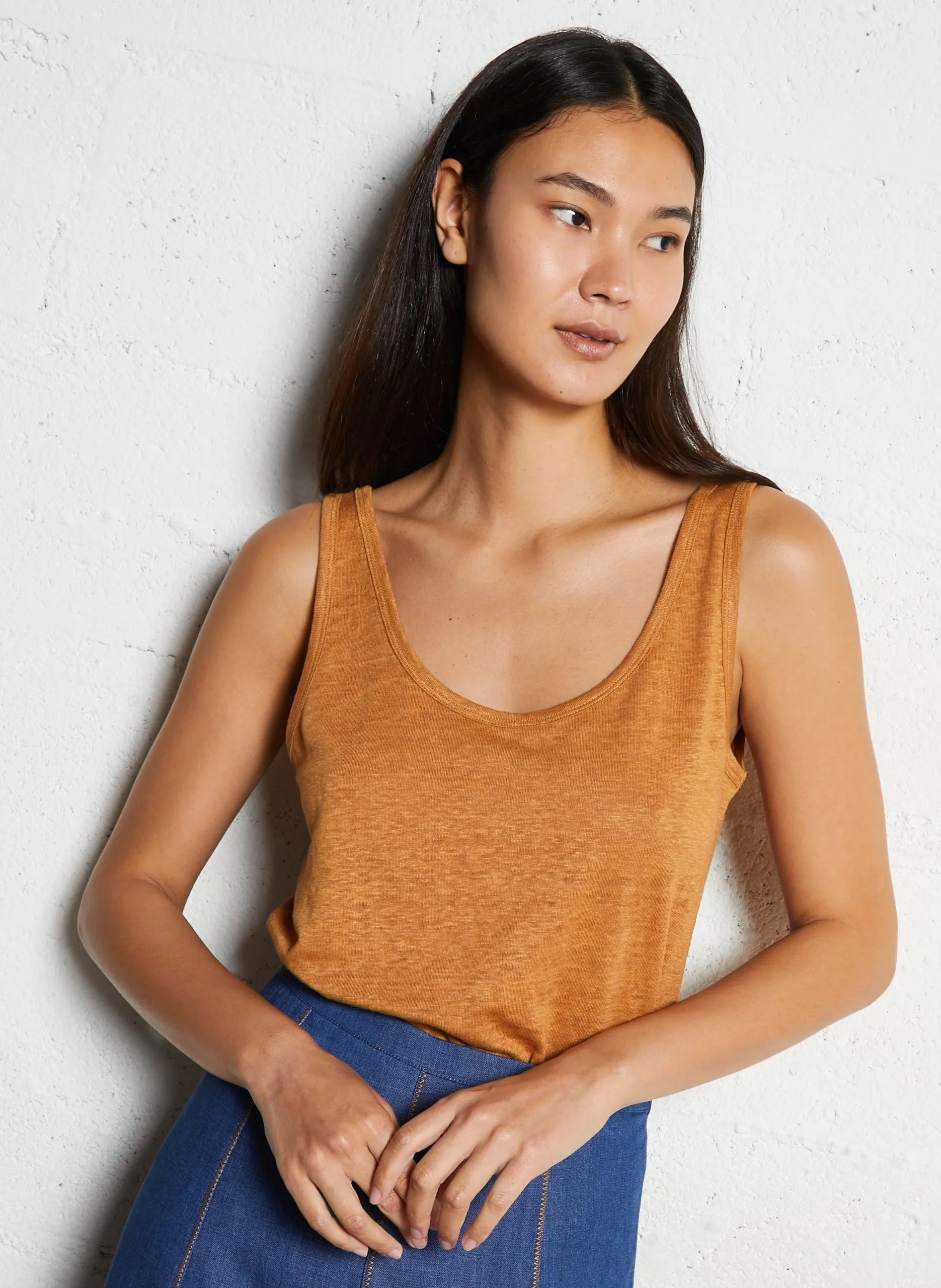 Débardeur droit en lin Beige TANAEL