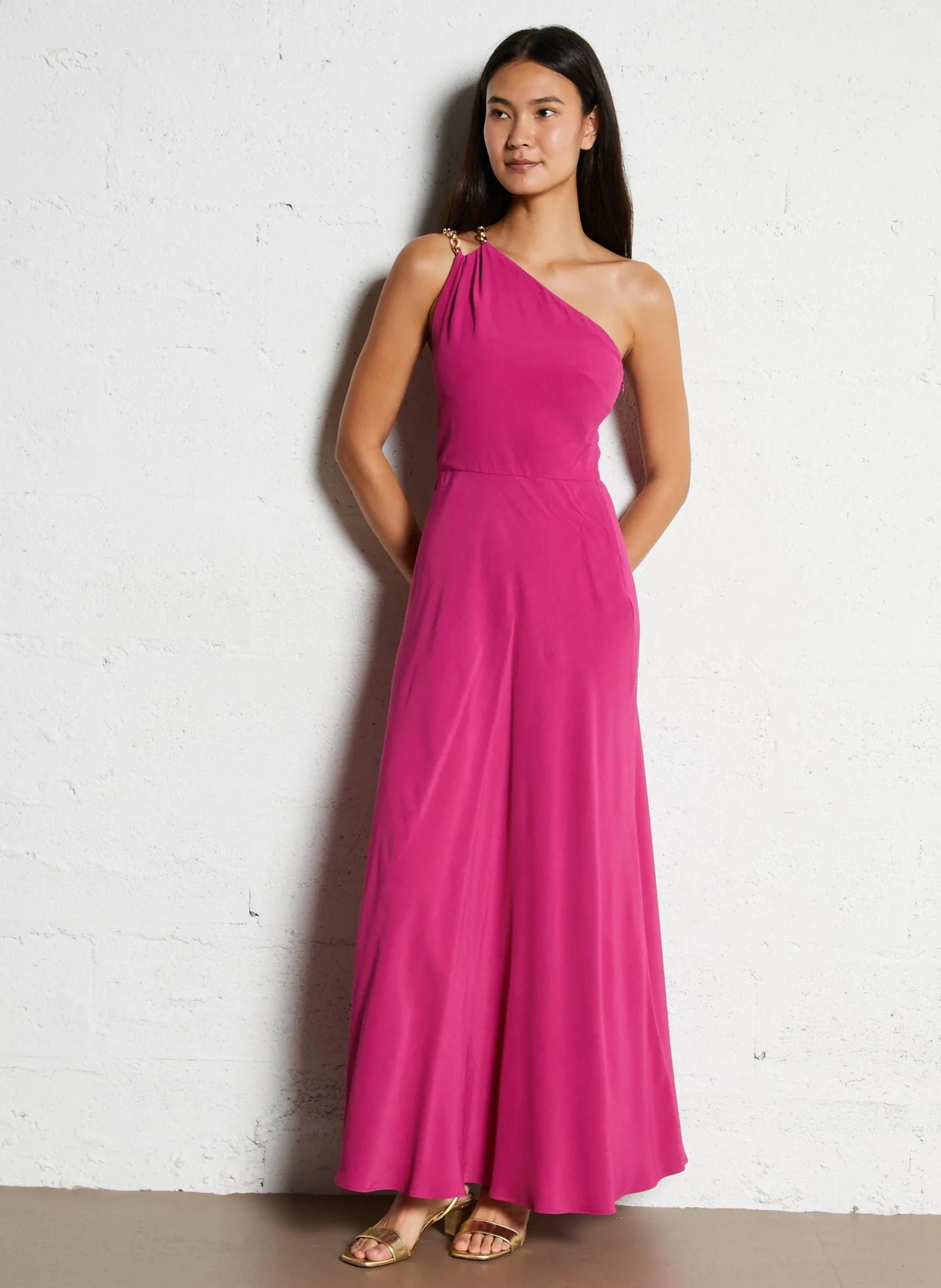 Robe asymétrique évasée Rose FINN