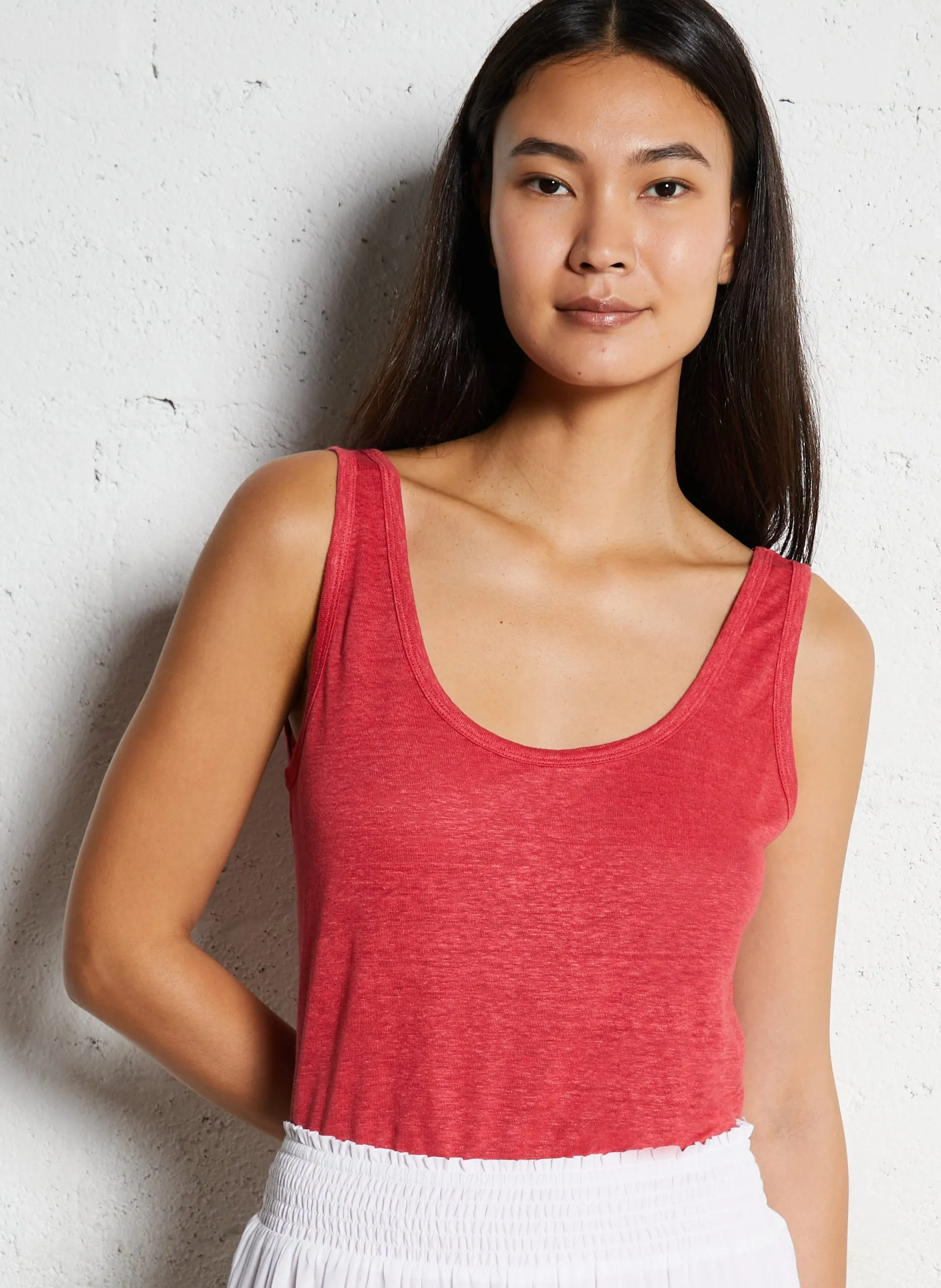 Débardeur droit en lin Rouge TANAEL