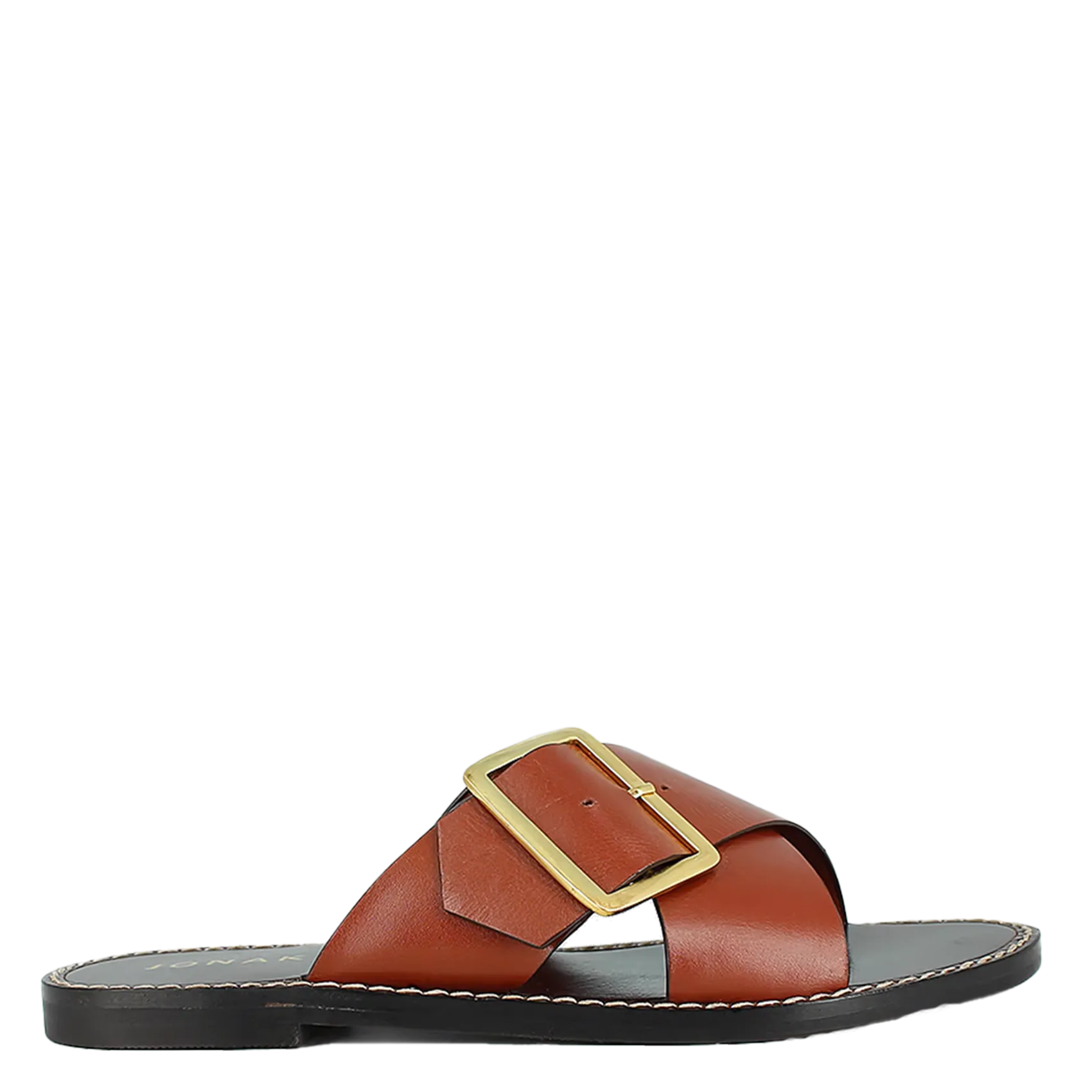 Sandales plates à brides croisées en cuir Marron WILA