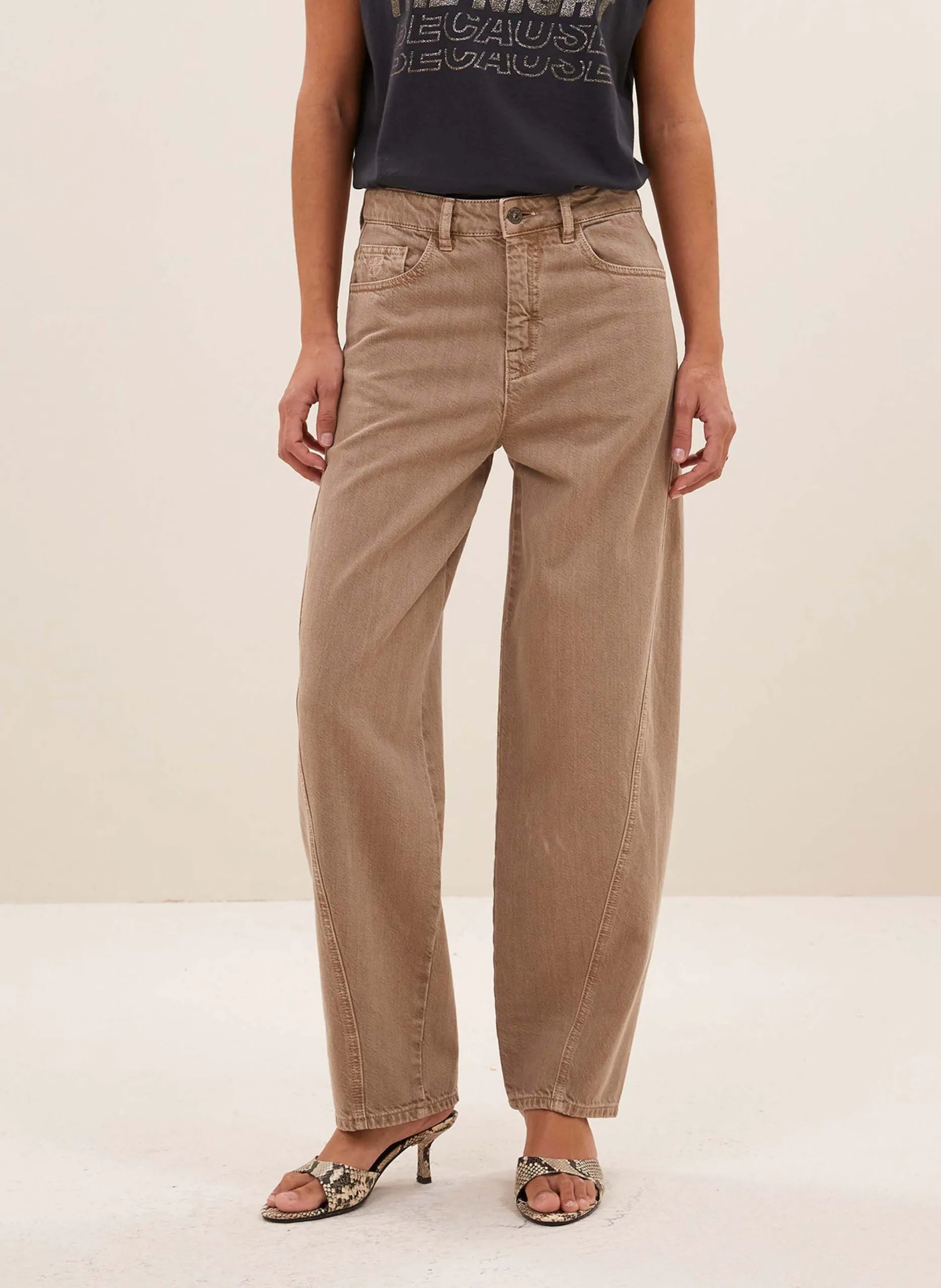 Pantalon large en coton bio Beige BEGUM