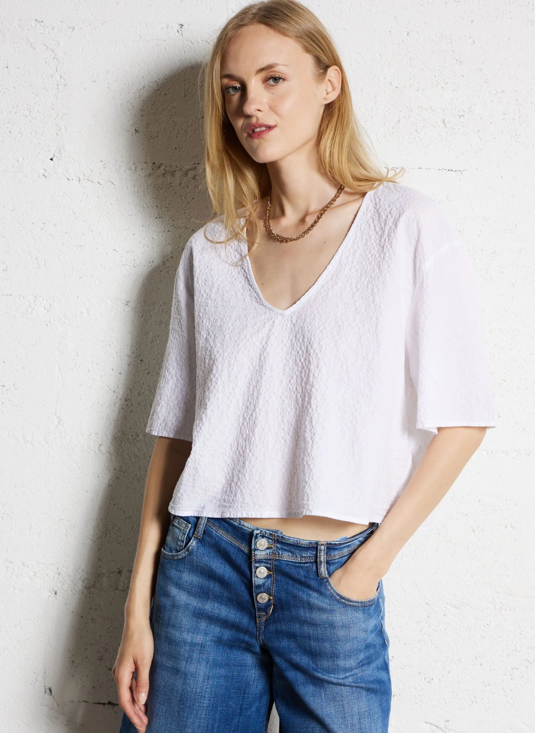 Top oversize en coton bio mélangé Blanc TUFFAZ