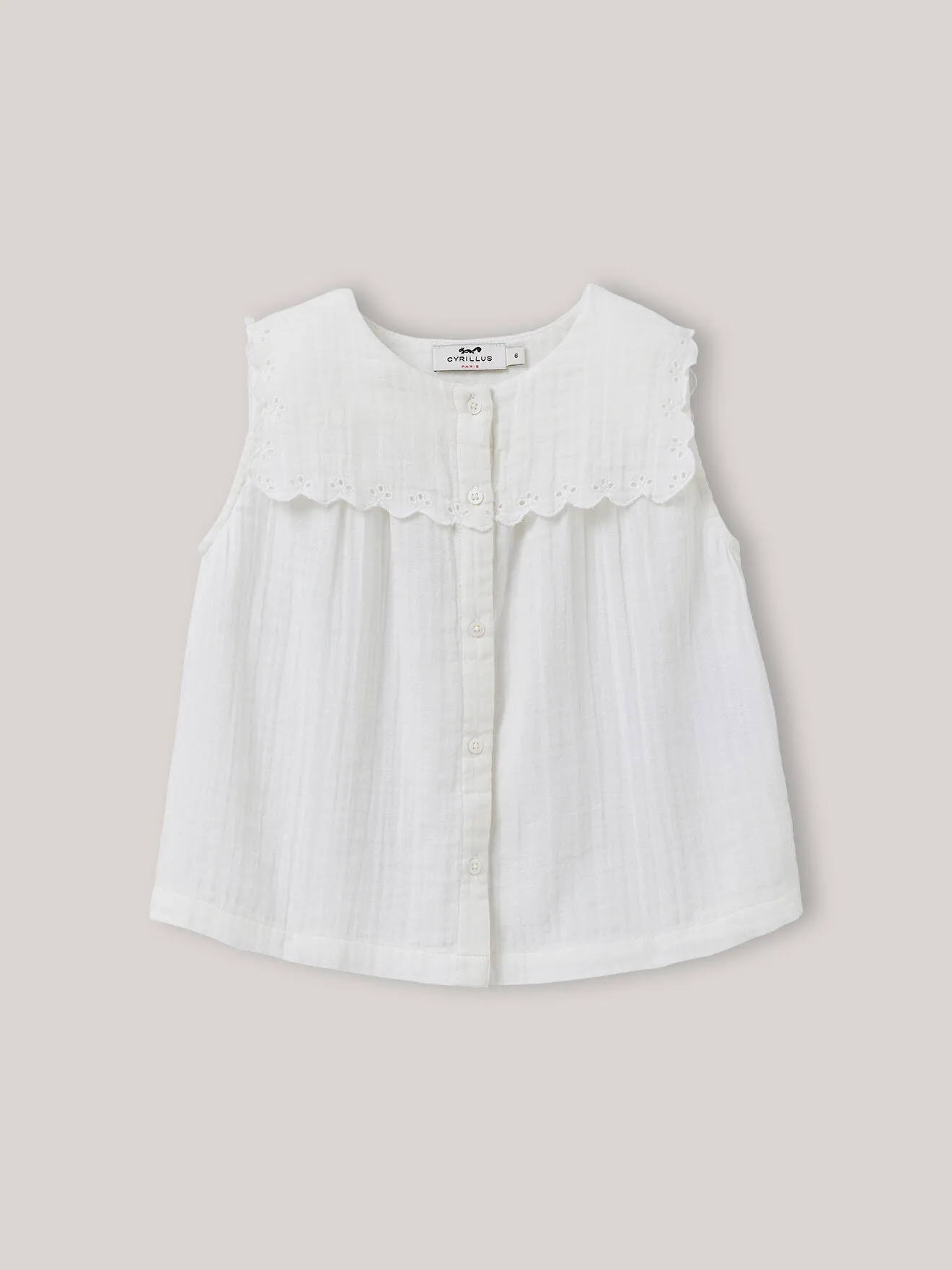 Chemise sans manches - gaze de coton biologique Blanc