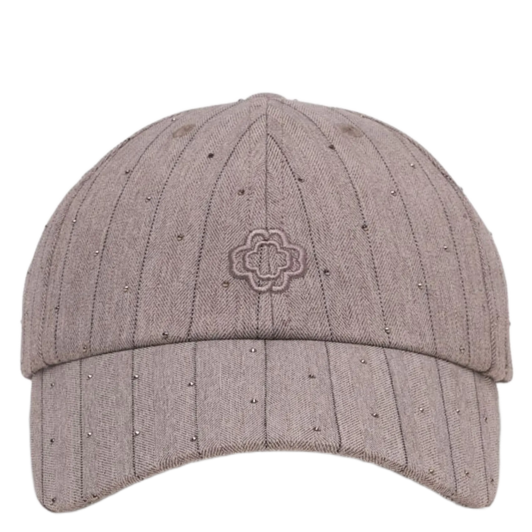 Casquette à rayures strassée Gris